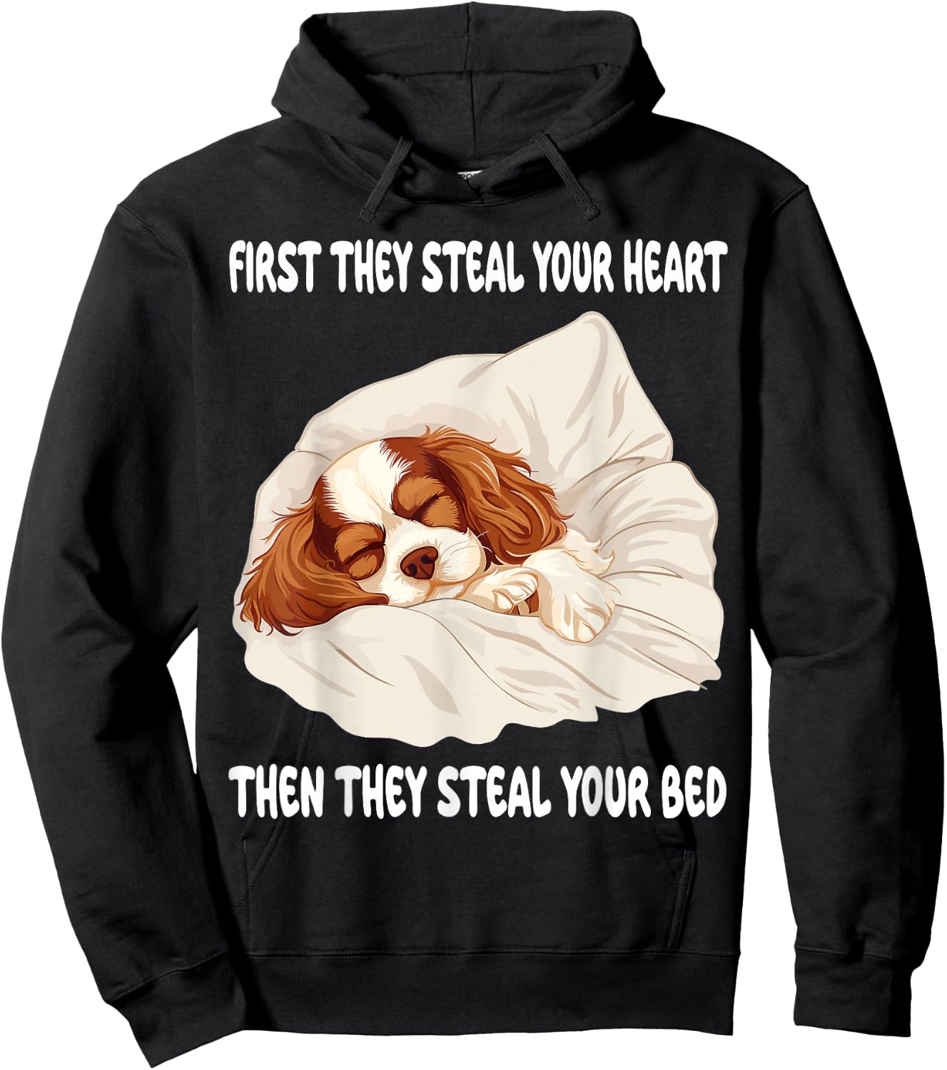 Cavalier King Charles Spaniel Sleeping Pajamas Nightgown Hoodie - Hoodie | Black