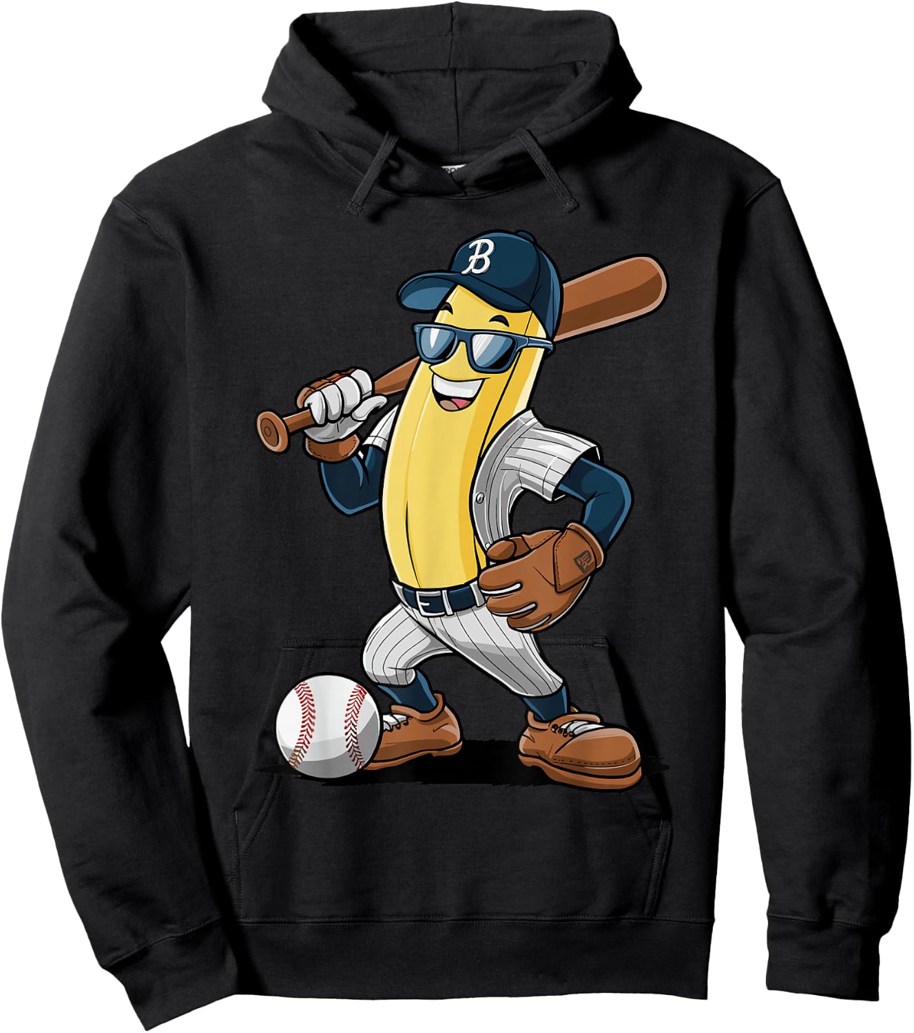Banana Softball Sport Fruit Cute Banana Baseball Player Hoodie - Hoodie | Black