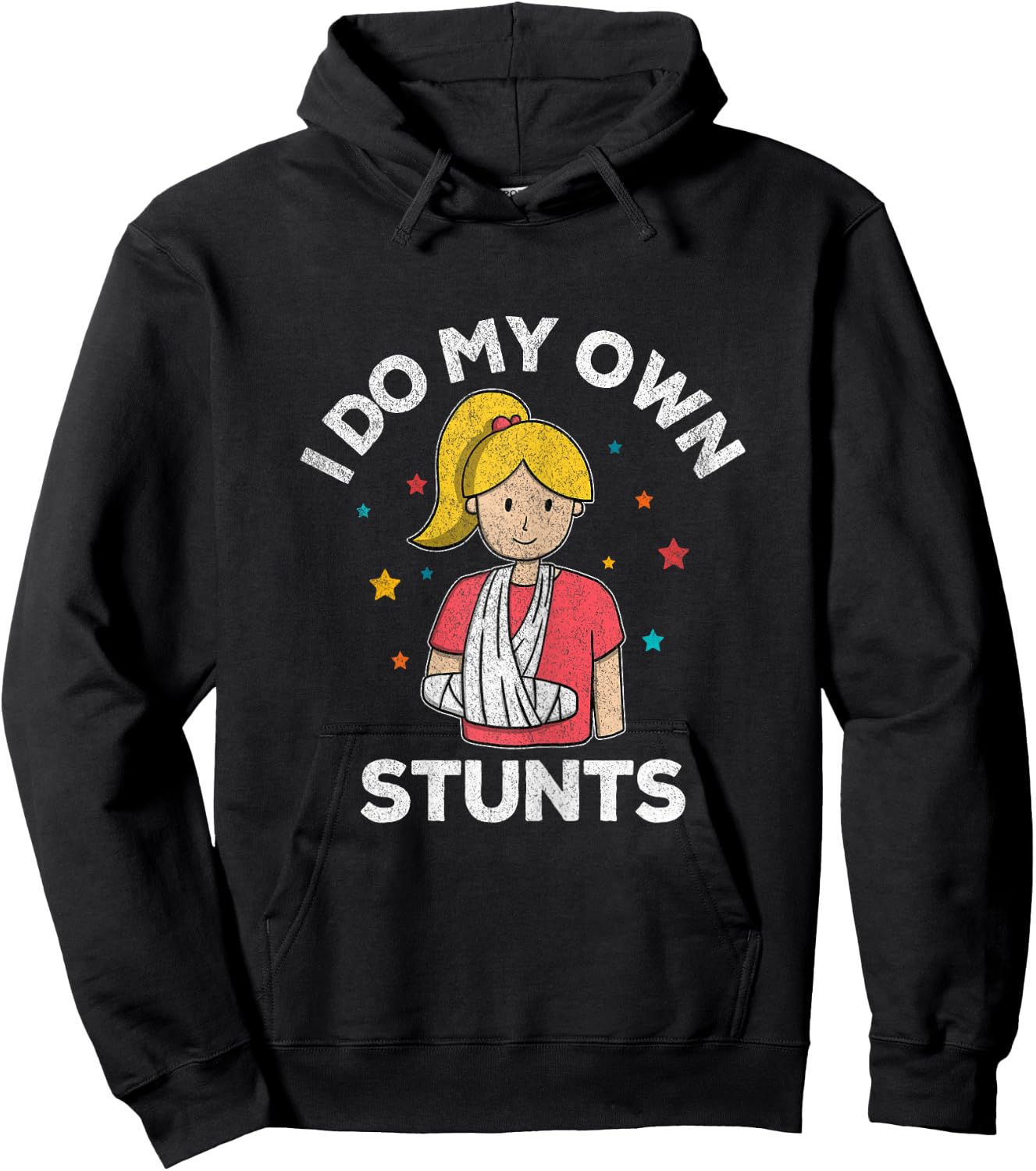 I Do My Own Stunts Broken Arm Get Well Soon For Girls Retro Hoodie - Hoodie | Black