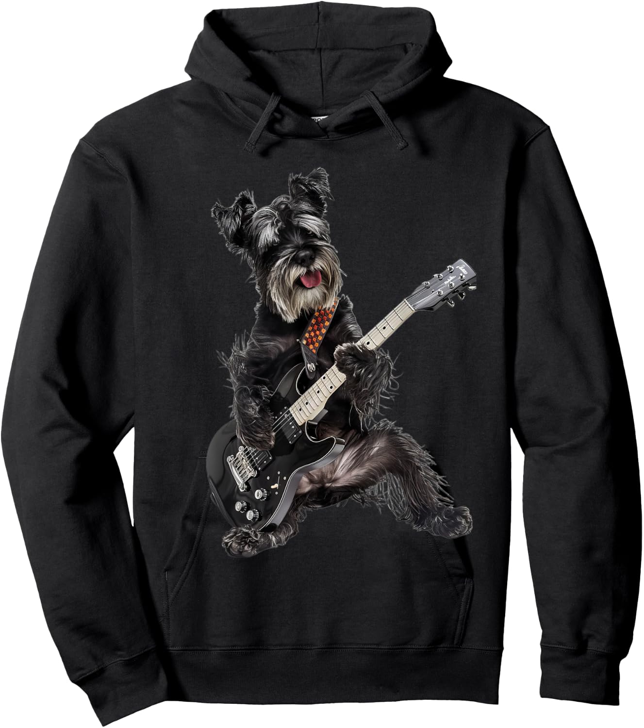 Miniature Schnauzer Guitar Hoodie - Hoodie | Black