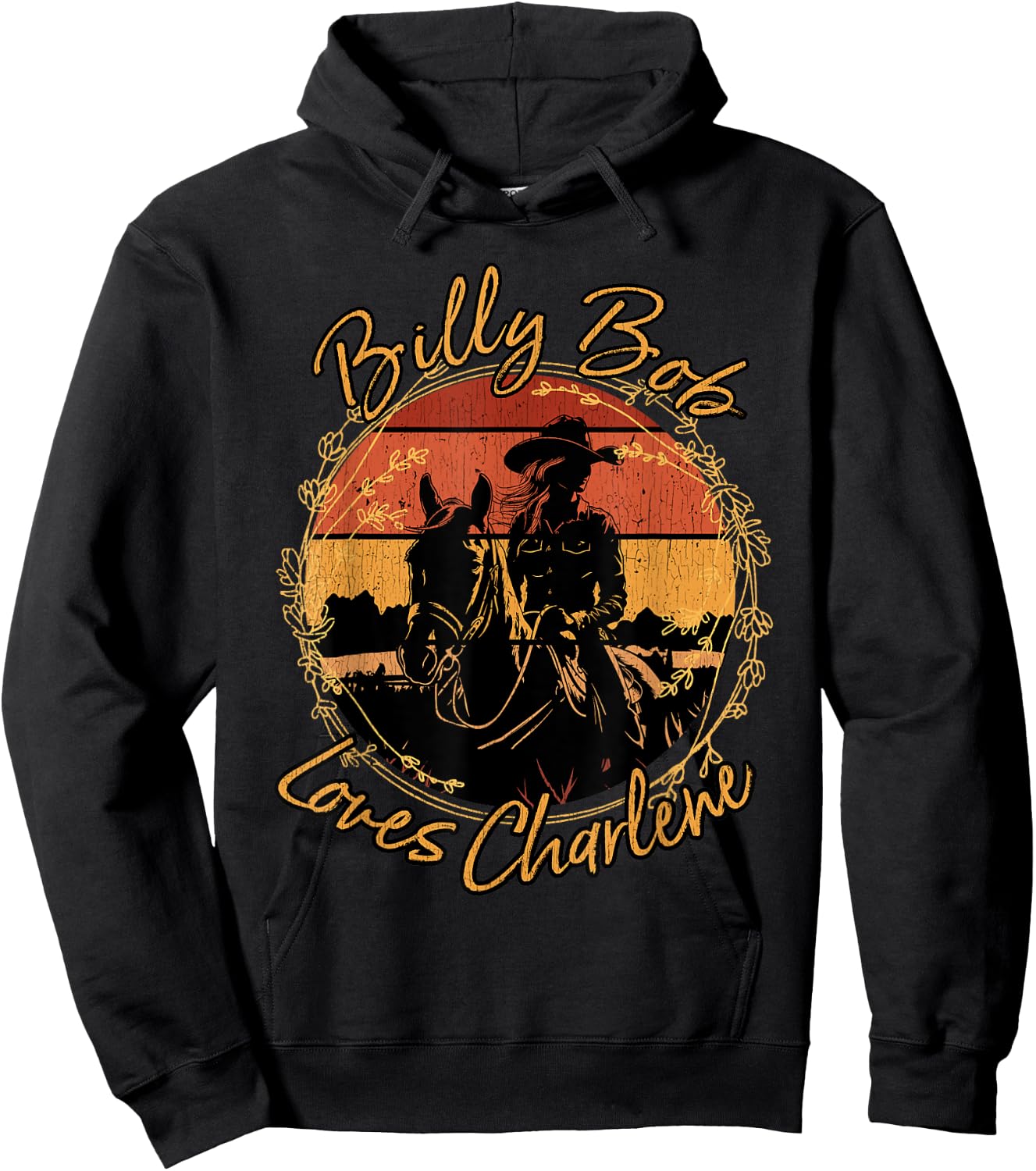 Billy Bob Loves Charlene Riding Horses Cowgirl Hoodie - Hoodie | Black