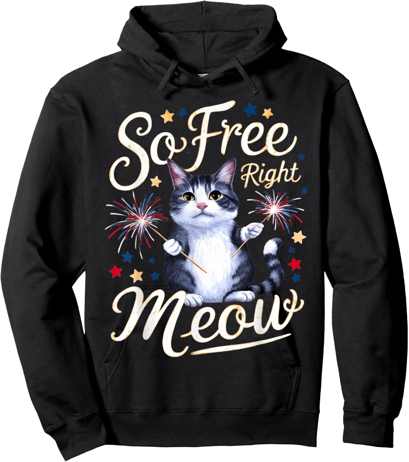 I'm So Free Right Meow Shirts Women Funny 4th of July Cats Hoodie - Hoodie | Black