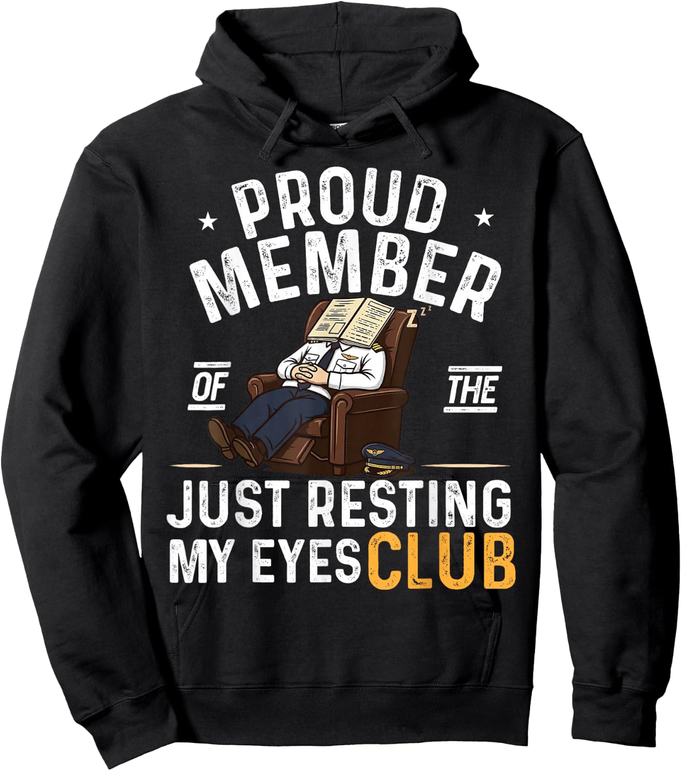 Father's Day Funny Aircraft Pilot I'm Resting My Eyes Club Hoodie - Hoodie | Black