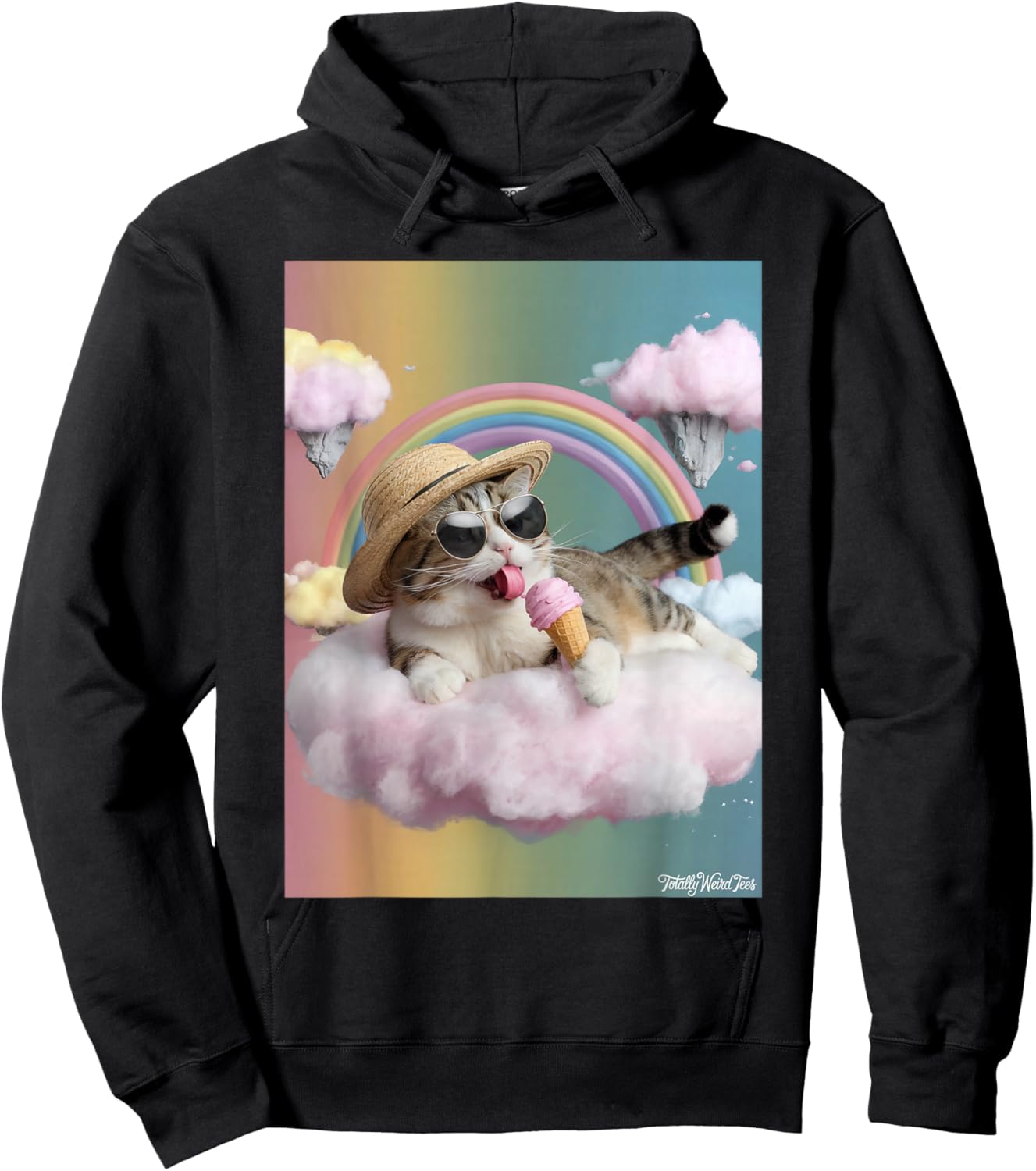 Rainbow Cat Dream Ice Cream Fantasy Hoodie - Hoodie | Black