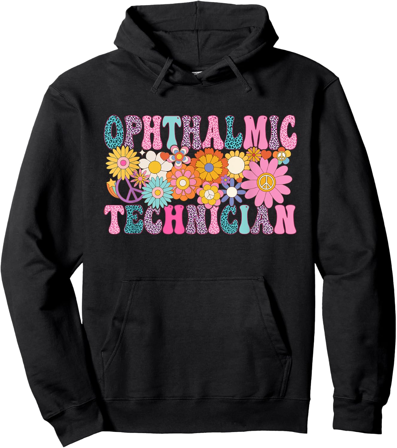 Ophthalmic Technician Week Groovy Appreciation Day Hoodie - Hoodie | Black