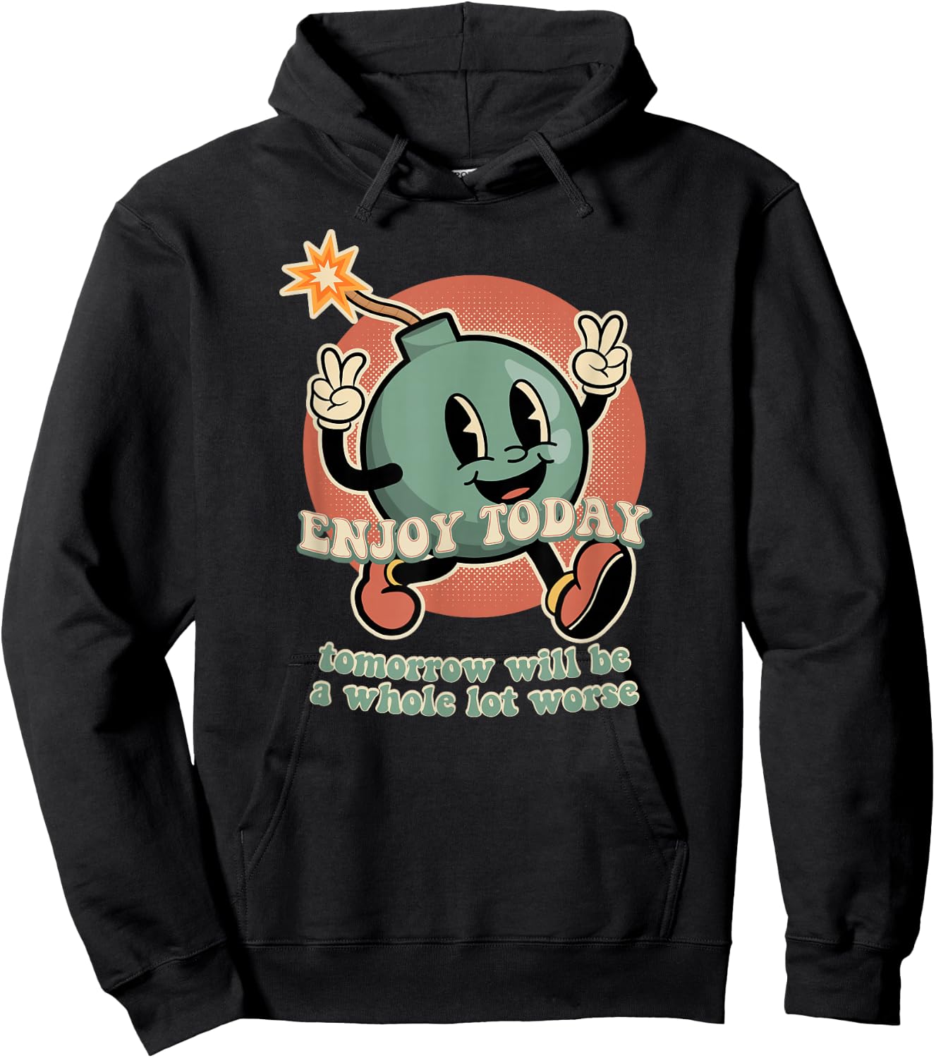 Retro Cartoon Bomb Nihilism - Classic Fit, , Short Sleeve, Black Hoodie - Hoodie | Black