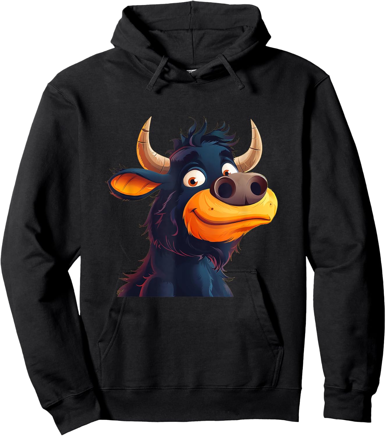 Bullock Face with Horns Costume for funny Cattle Lovers Hoodie - Hoodie | Black