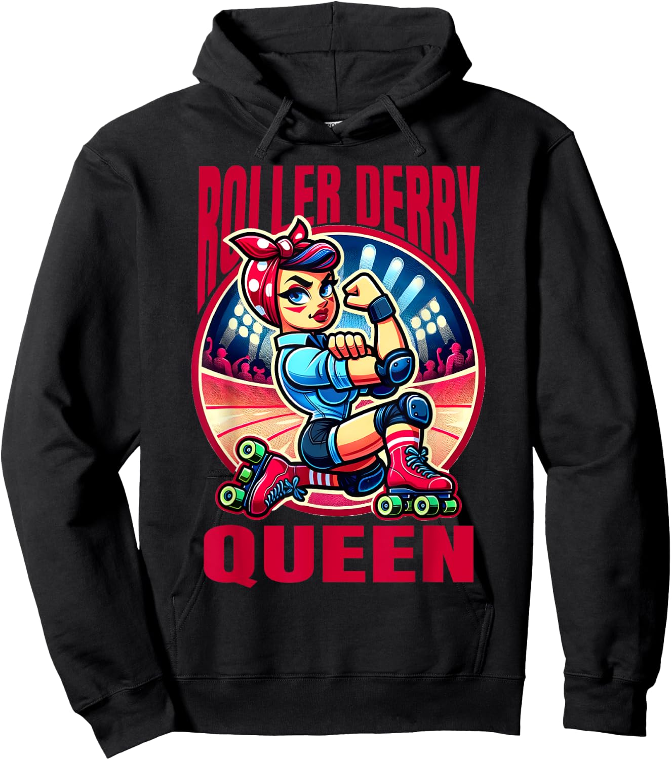 Roller Derby Queen Pinup Rosie the Riveter Roller Derby Girl Hoodie - Hoodie | Black