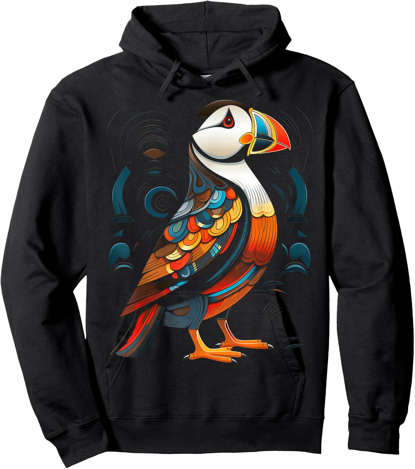 Puffin Animal Motif Artwork Puffin Hoodie - Hoodie | Black