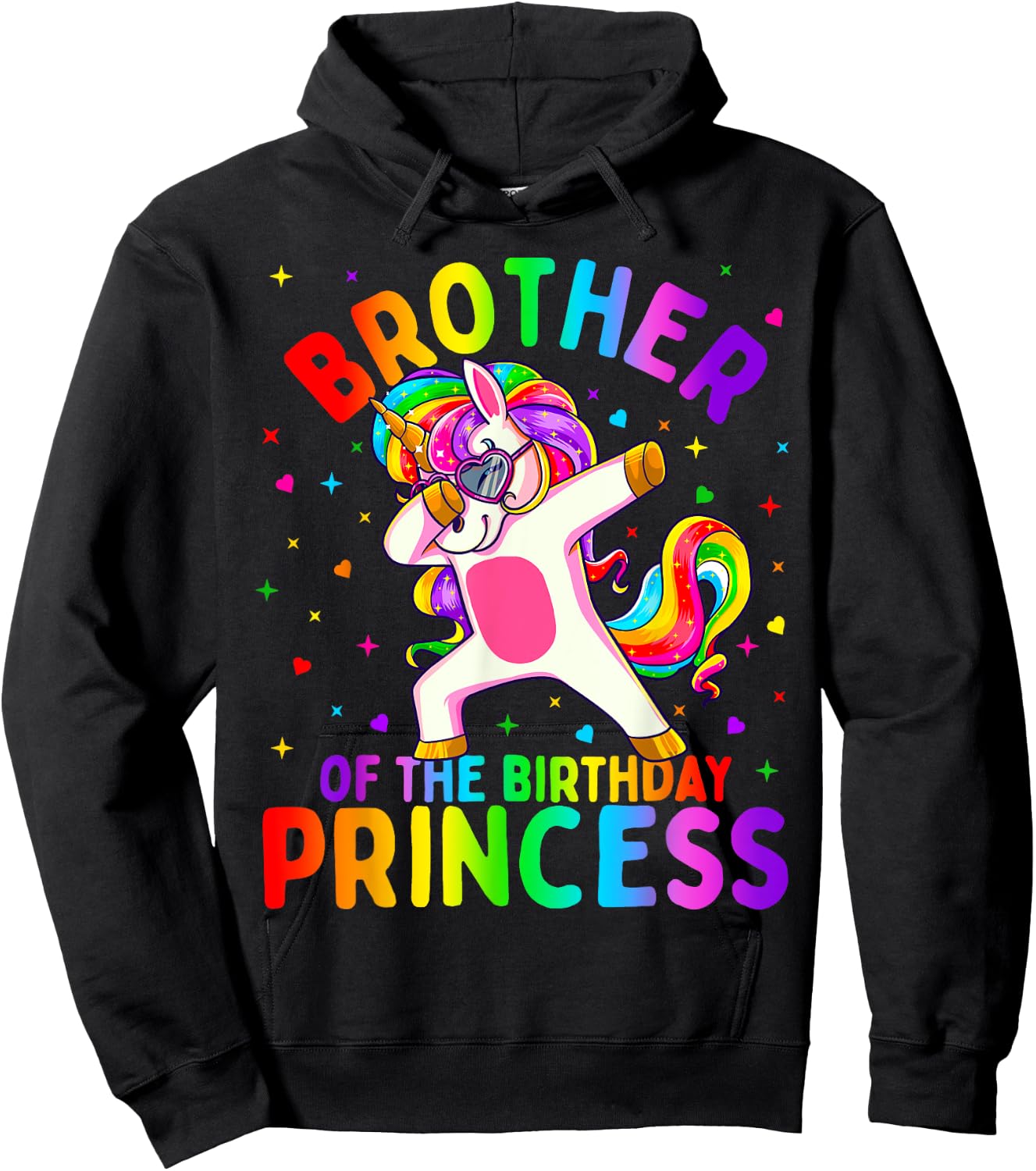 Brother of the Birthday Princess Girl Dabbing Unicorn Hoodie - Hoodie | Black