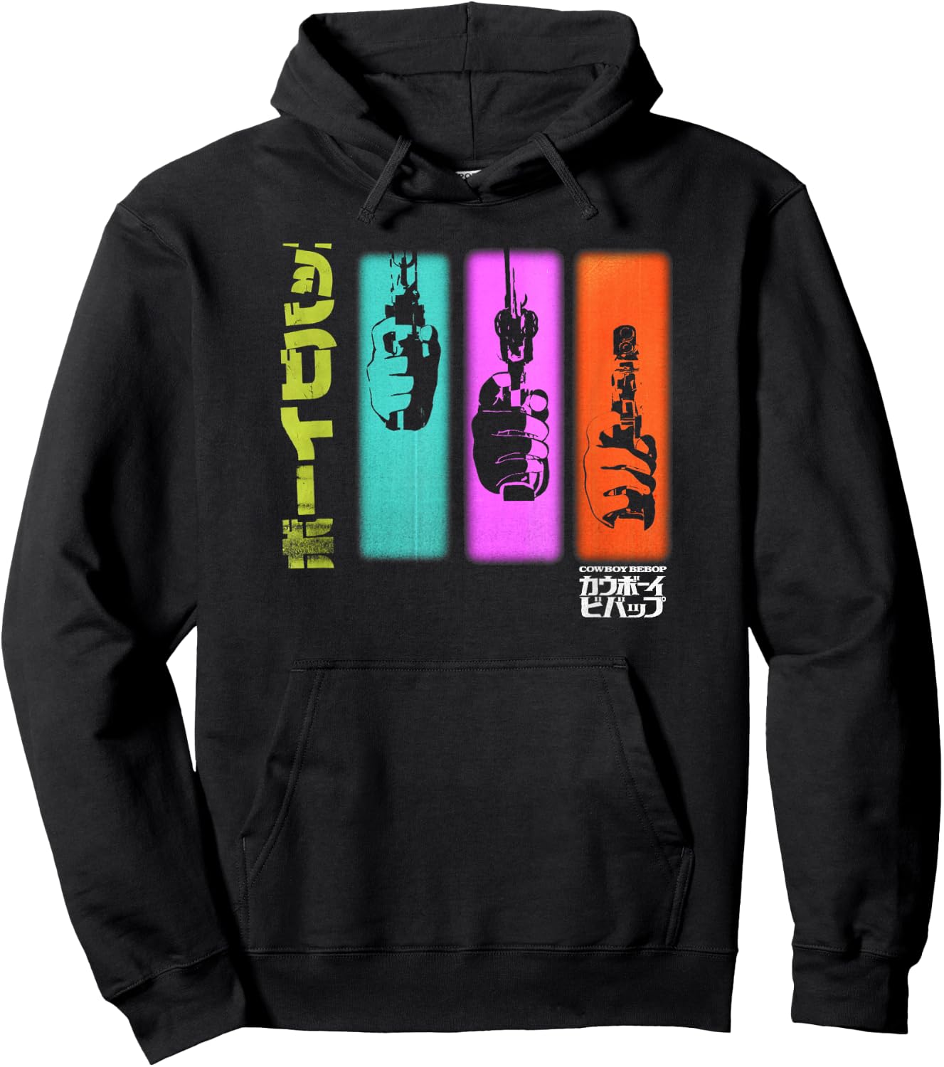 Cowboy Bebop Hand Gun Colorful Panels Hoodie - Hoodie | Black