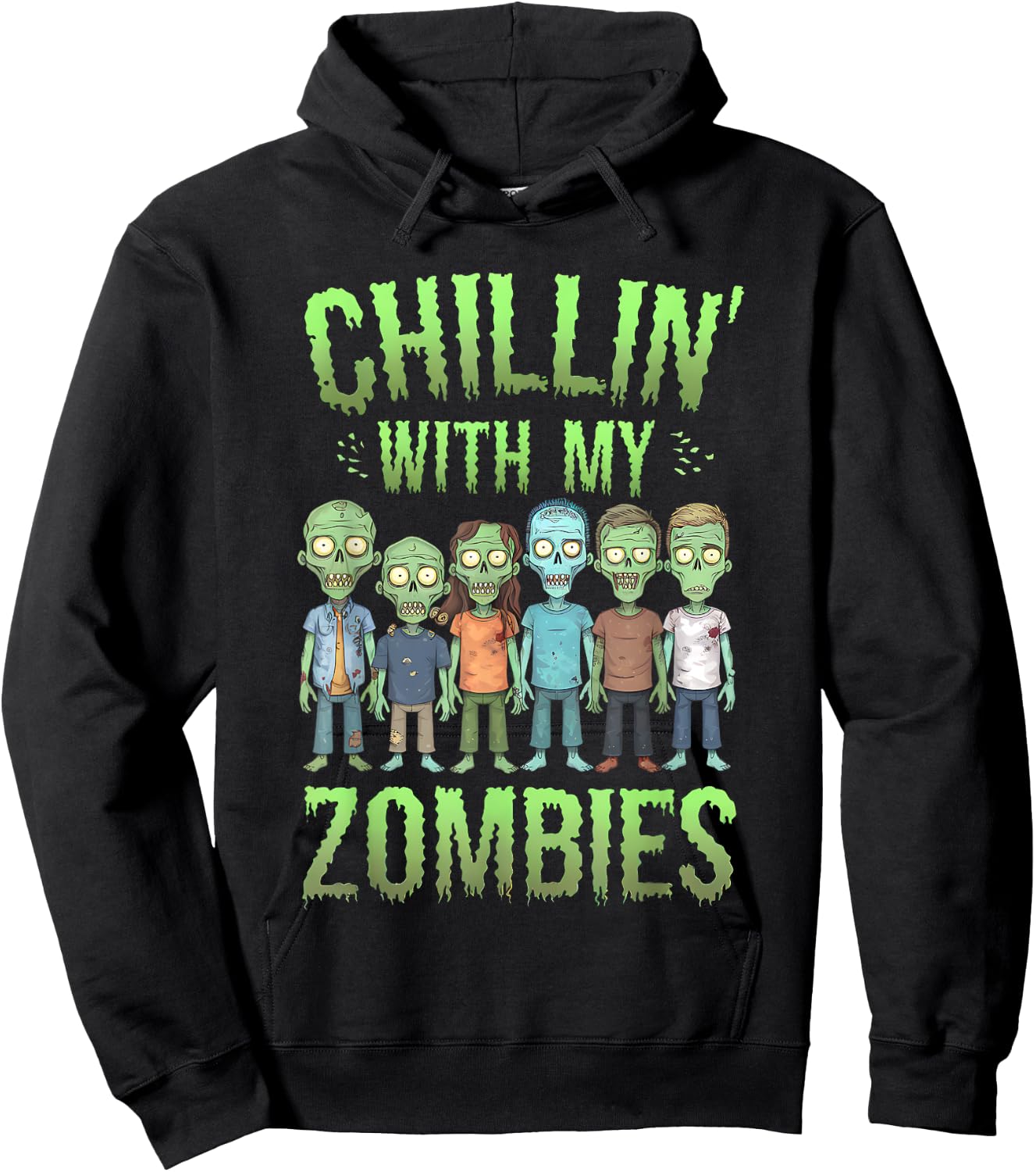 Chillin With My Zombies Halloween Men Women Boys Kids Funny Hoodie - Hoodie | Black
