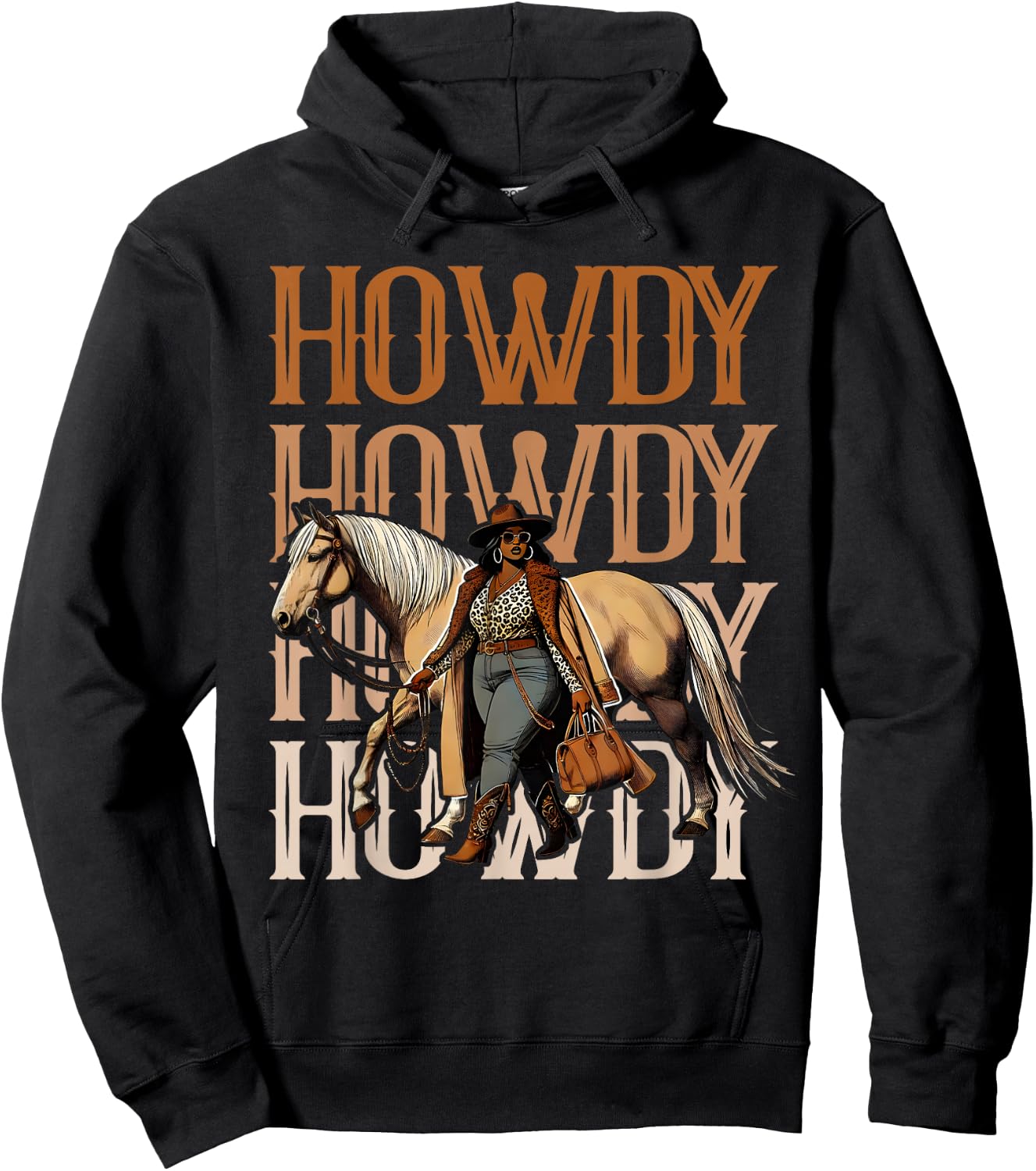 Howdy Black Cowgirl Country Western Rodeo Melanin Texas Hoodie - Hoodie | Black