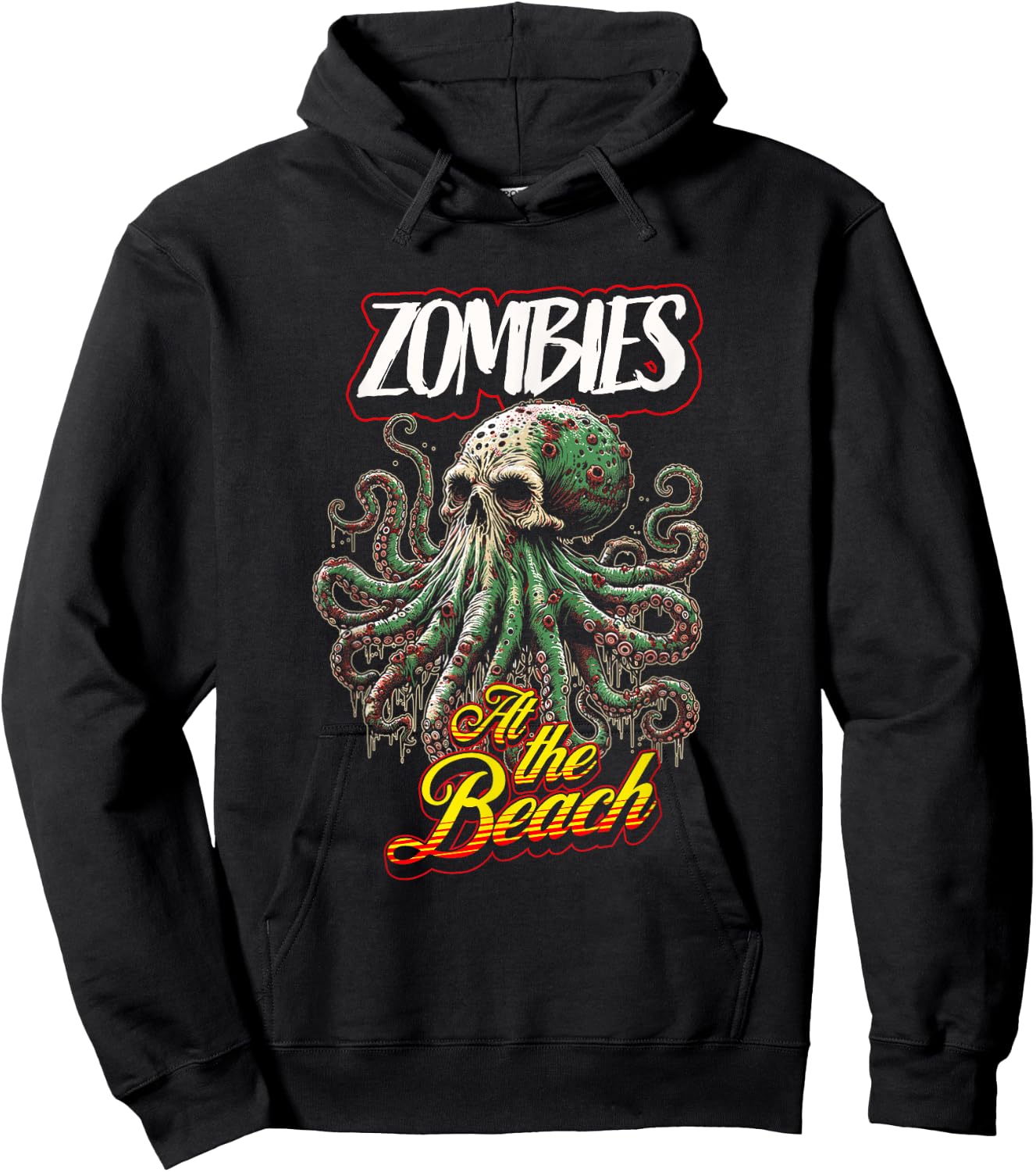 Zombie Shark at the Beach - Undead Horror - Octopus - Ocean Men Women Hoodie - Hoodie | Black