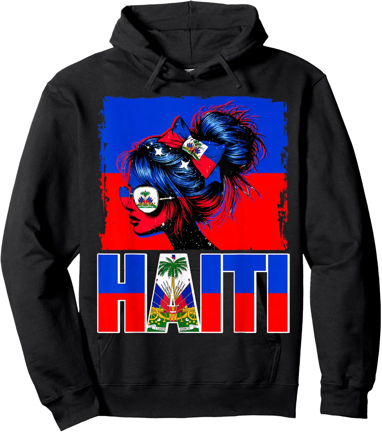 Haitian Girl Haiti Flag Proud Haitienne Afro Women Haiti Hoodie - Hoodie | Black