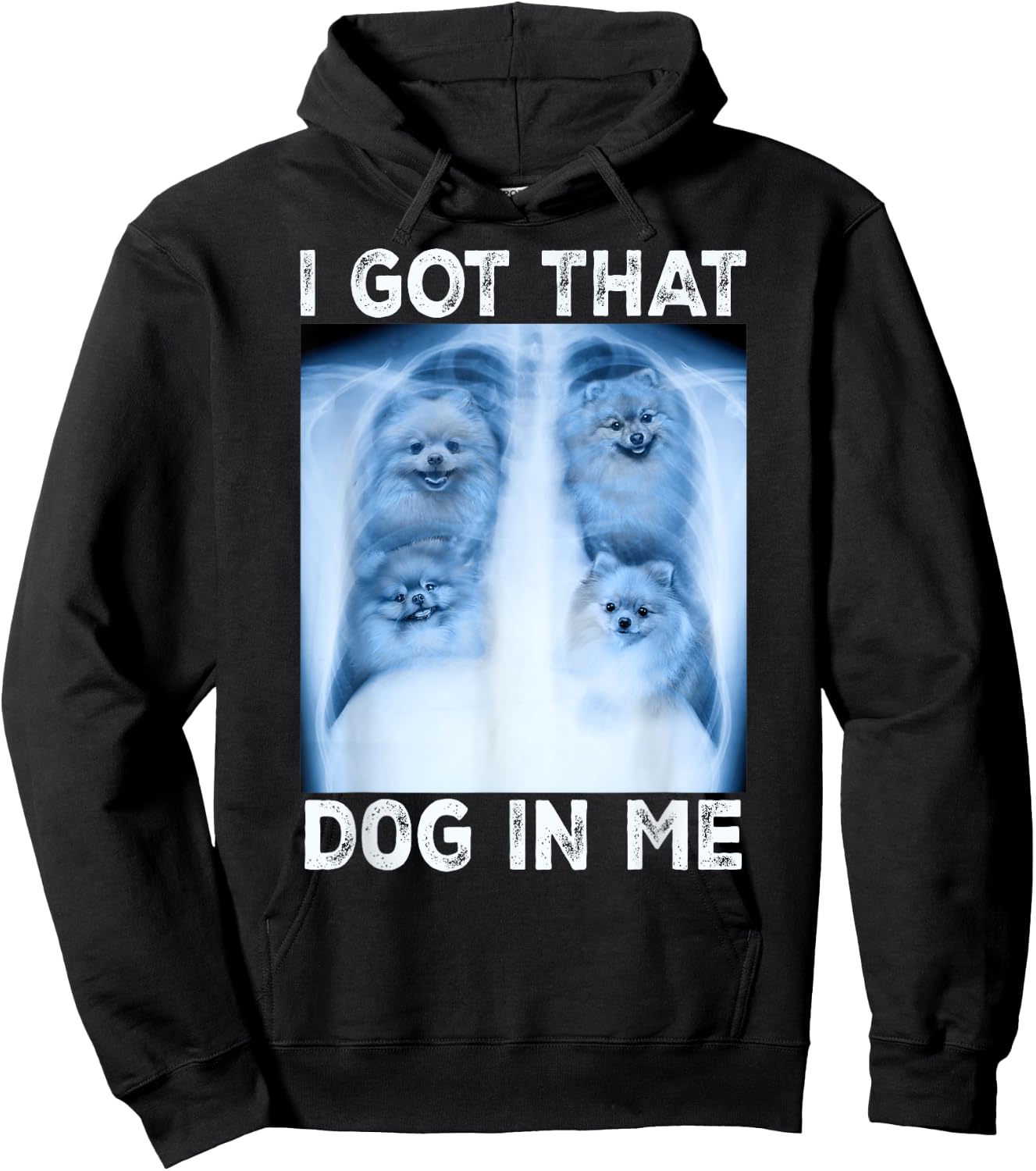 I Got that Dog in Me Dog Xray Meme Funny Dog Pomeranian Women Kids Hoodie - Hoodie | Black