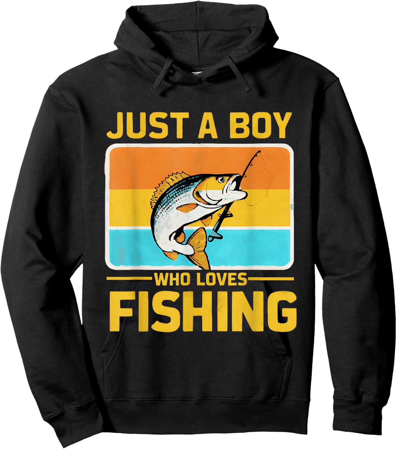 Just A Boy Who Loves Fishing Funny Bass Fish Fisherman Hoodie - Hoodie | Black