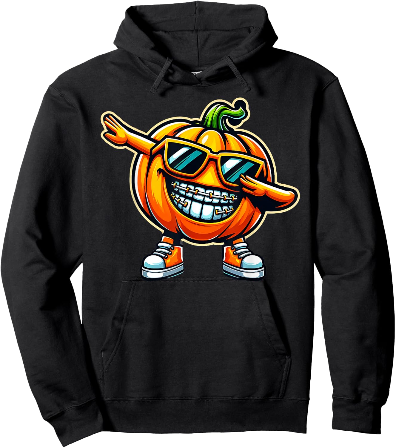 Dentist Dabbing Pumpkin Braces Orthodontics Dental Halloween Hoodie - Hoodie | Black