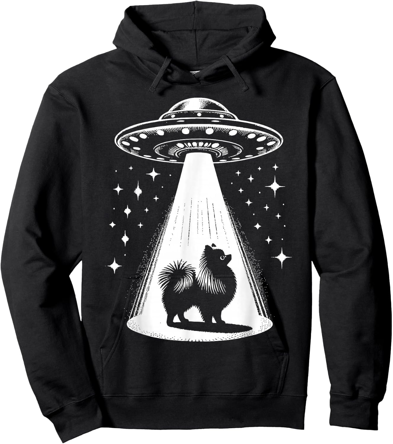 Pomeranian Mom Dad Dog - Funny Alien UFO Men Women Hoodie - Hoodie | Black