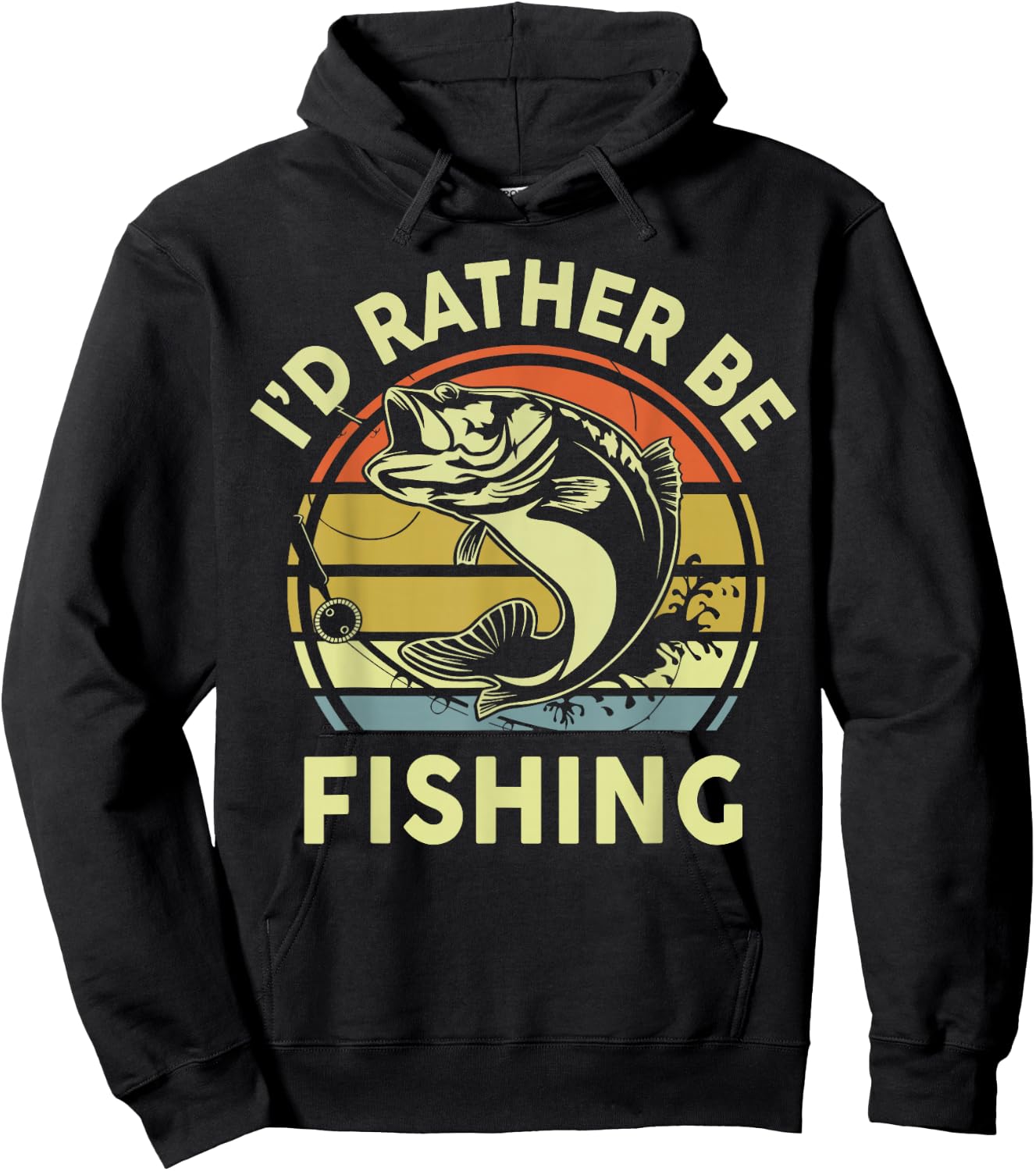 Fishing-Shirt I'd Rather Be Fishing Bass Dad Funny Graphic Hoodie - Hoodie | Black