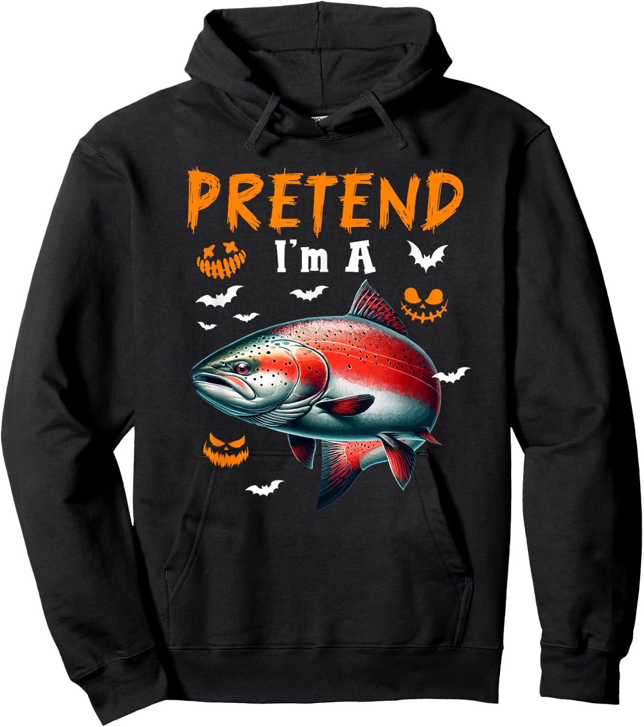 Pretend I'm A Salmon Halloween Costume Fishing Lover Hoodie - Hoodie | Black