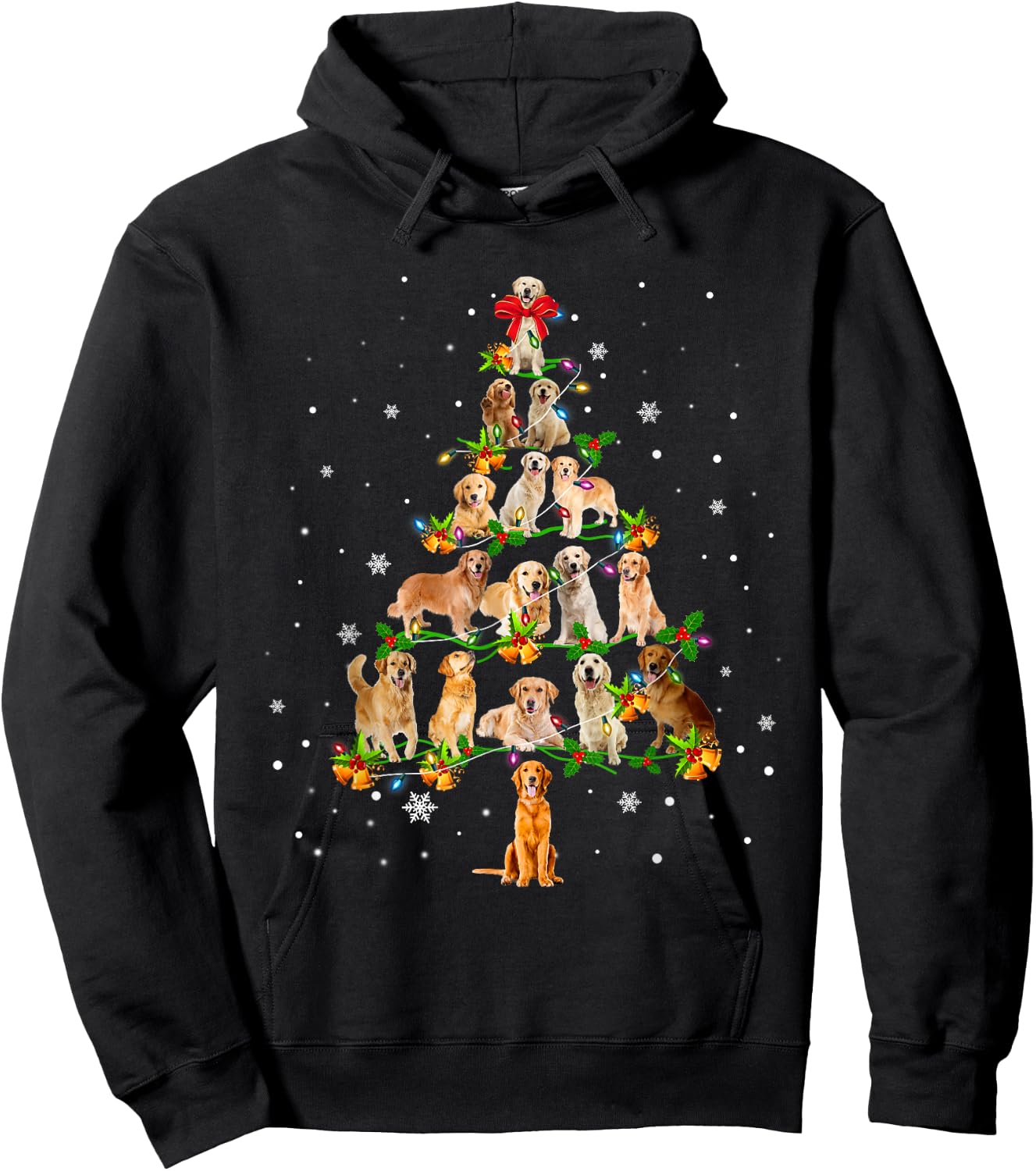 Golden retriever Christmas Tree Santa Funny Dog Lover Gift Women Hoodie - Hoodie | Black