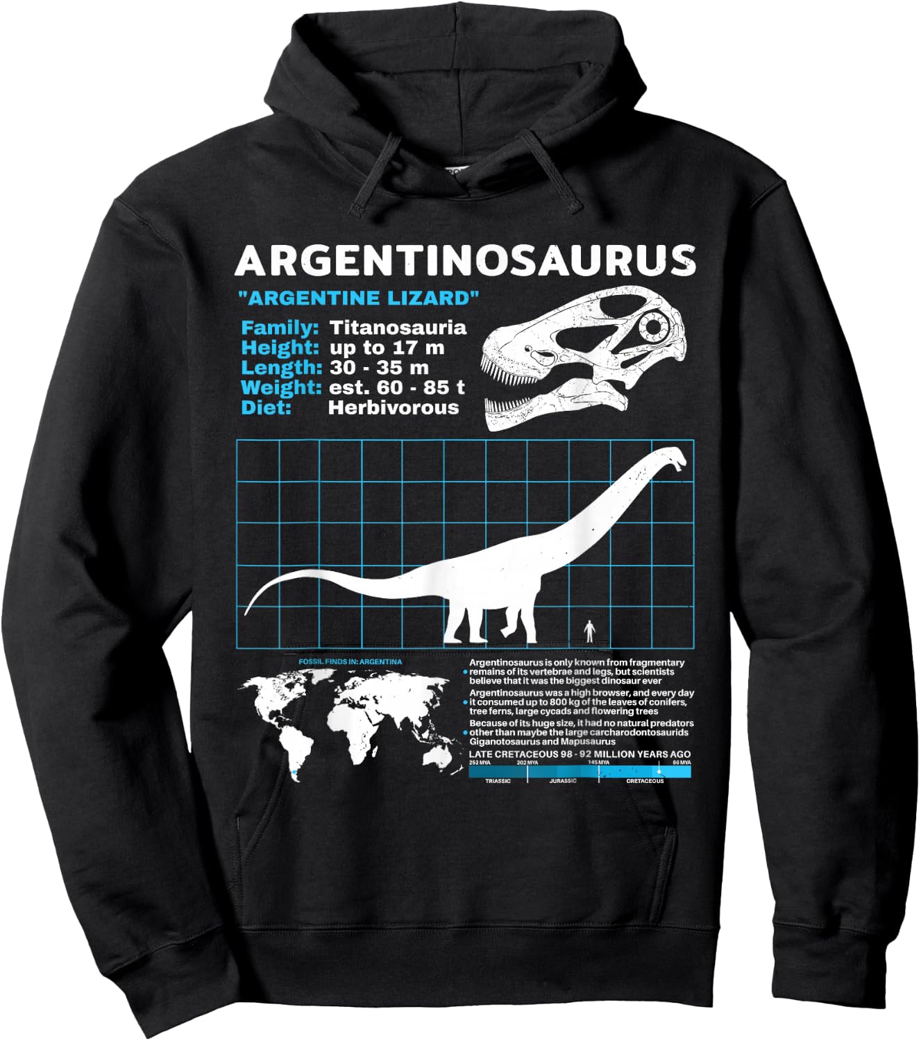 Argentinosaurus fact sheet Dinosaur Facts Hoodie - Hoodie | Black