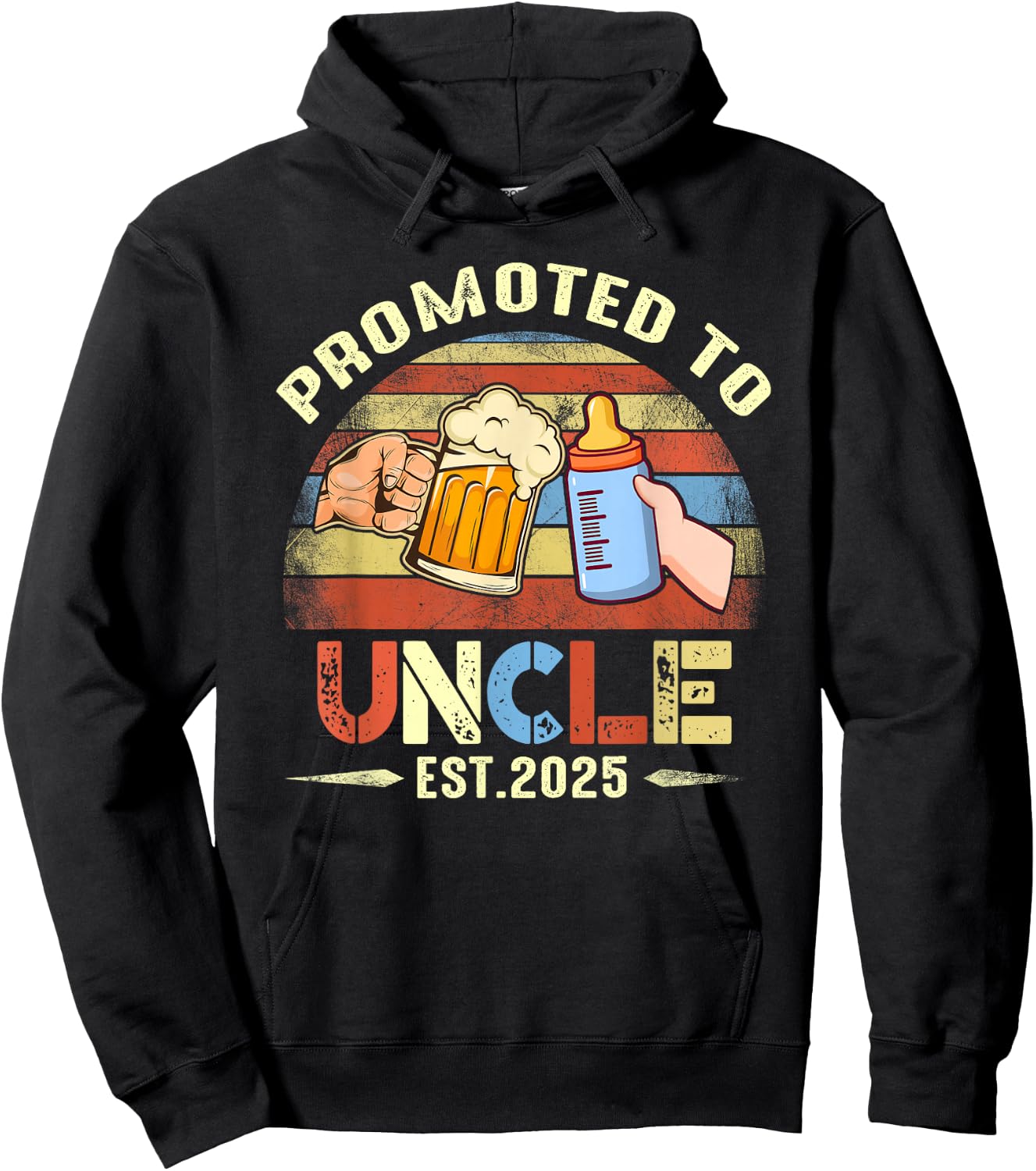 First time Uncle New Dad Promoted to Uncle 2025 Hoodie - Hoodie | Black