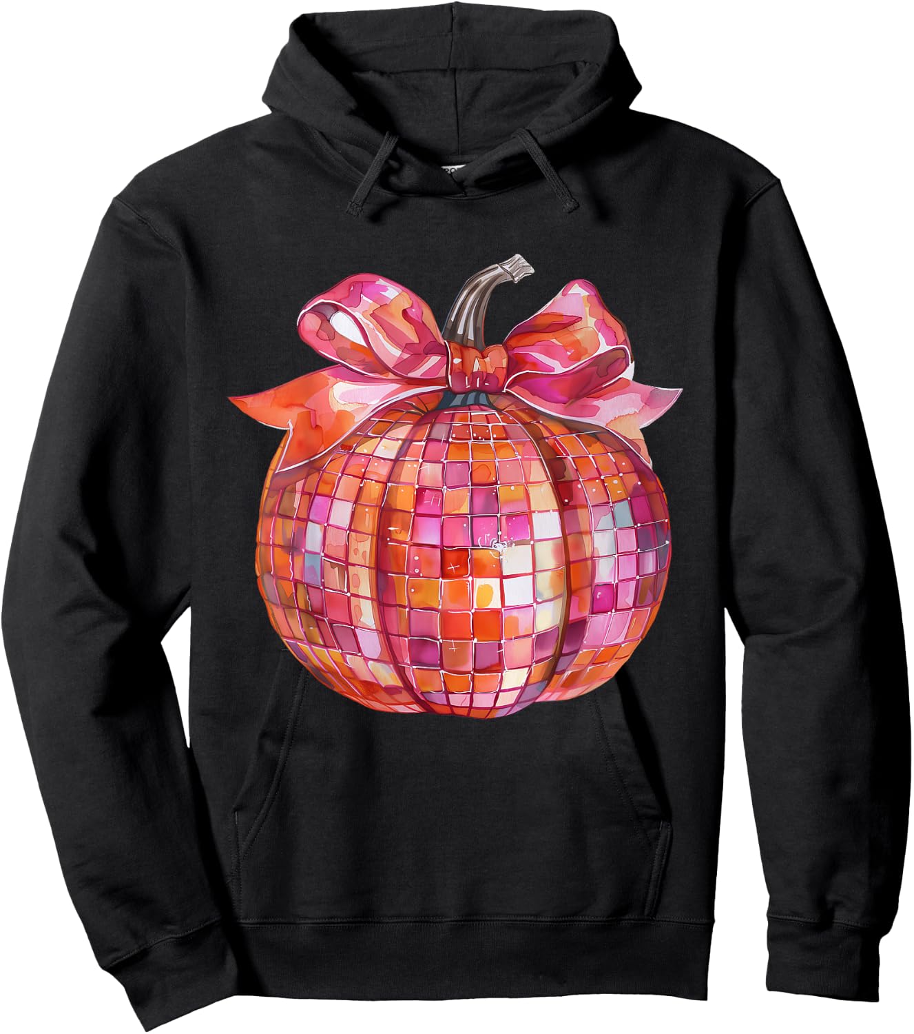 Pumpkin Disco Coquette Bow Fall Autumn Halloween Costume Hoodie - Hoodie | Black