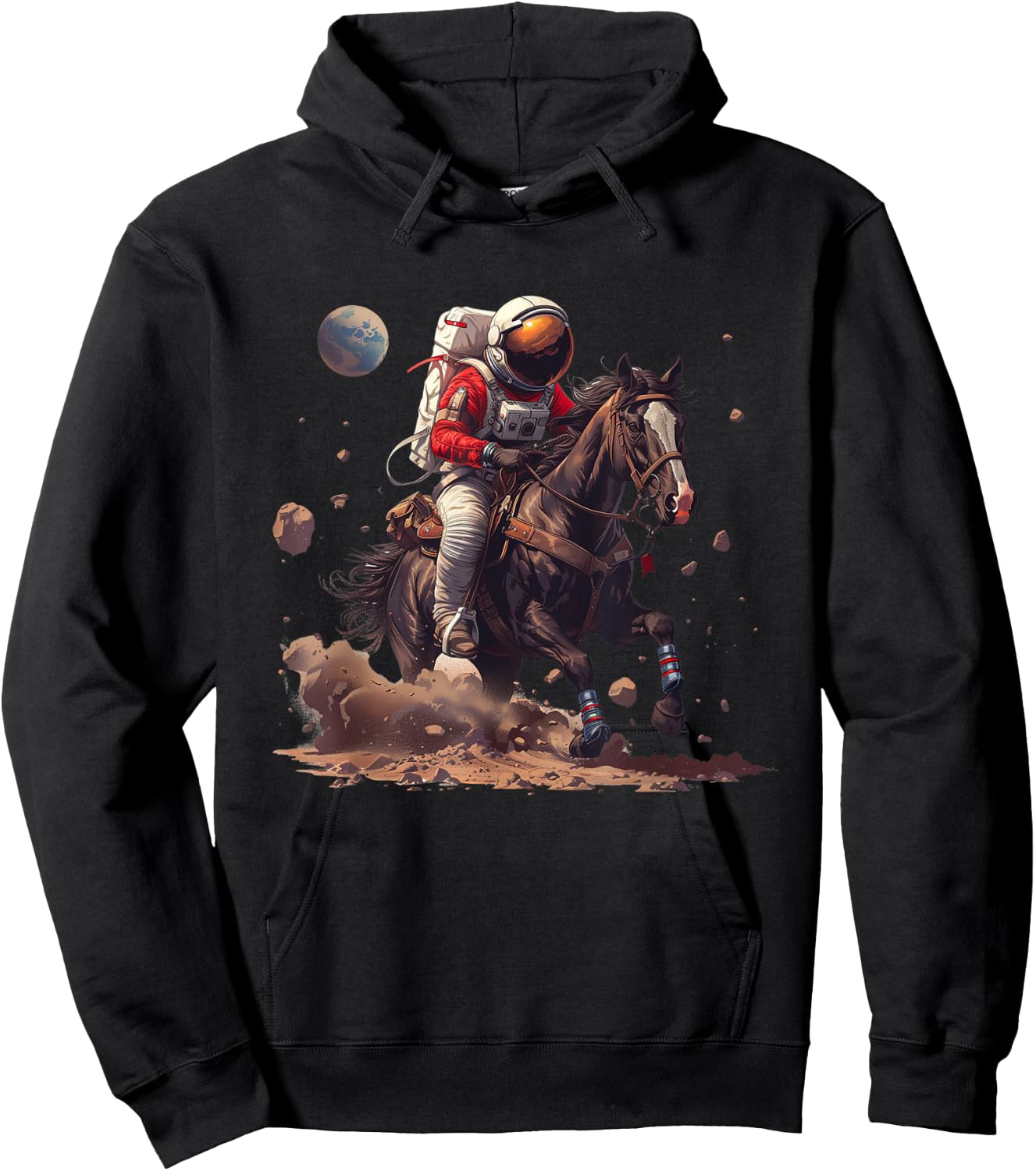 Space Cowboy Astronaut Riding Horse In Space Hoodie - Hoodie | Black
