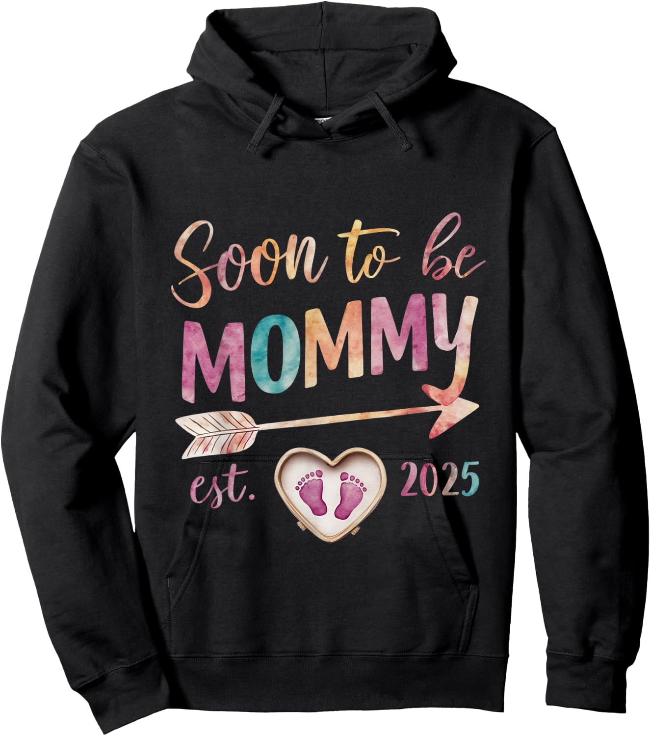 Soon To be Mommy 2025 Mom Est 2025 Loading Promoted to Mommy Hoodie - Hoodie | Black