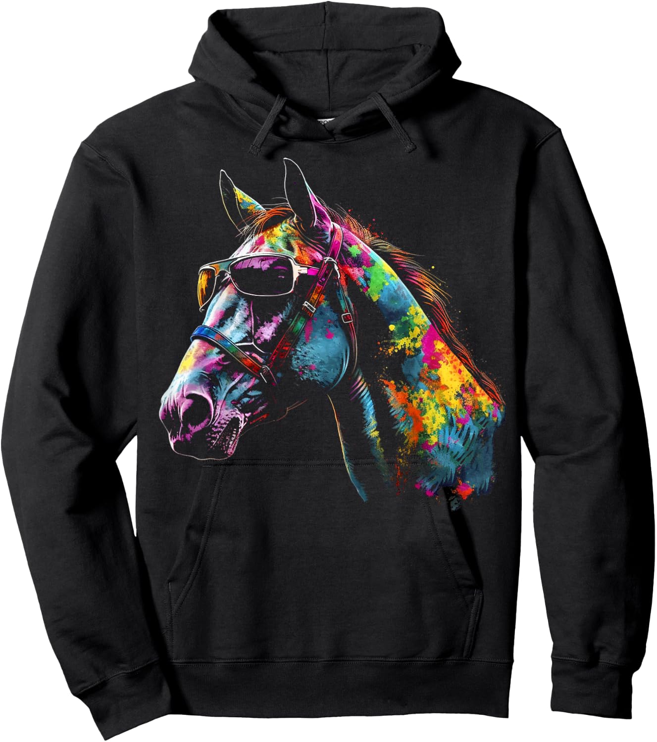 Horse Artwork Colourful Sunglasses - Animal Horse Hoodie - Hoodie | Black