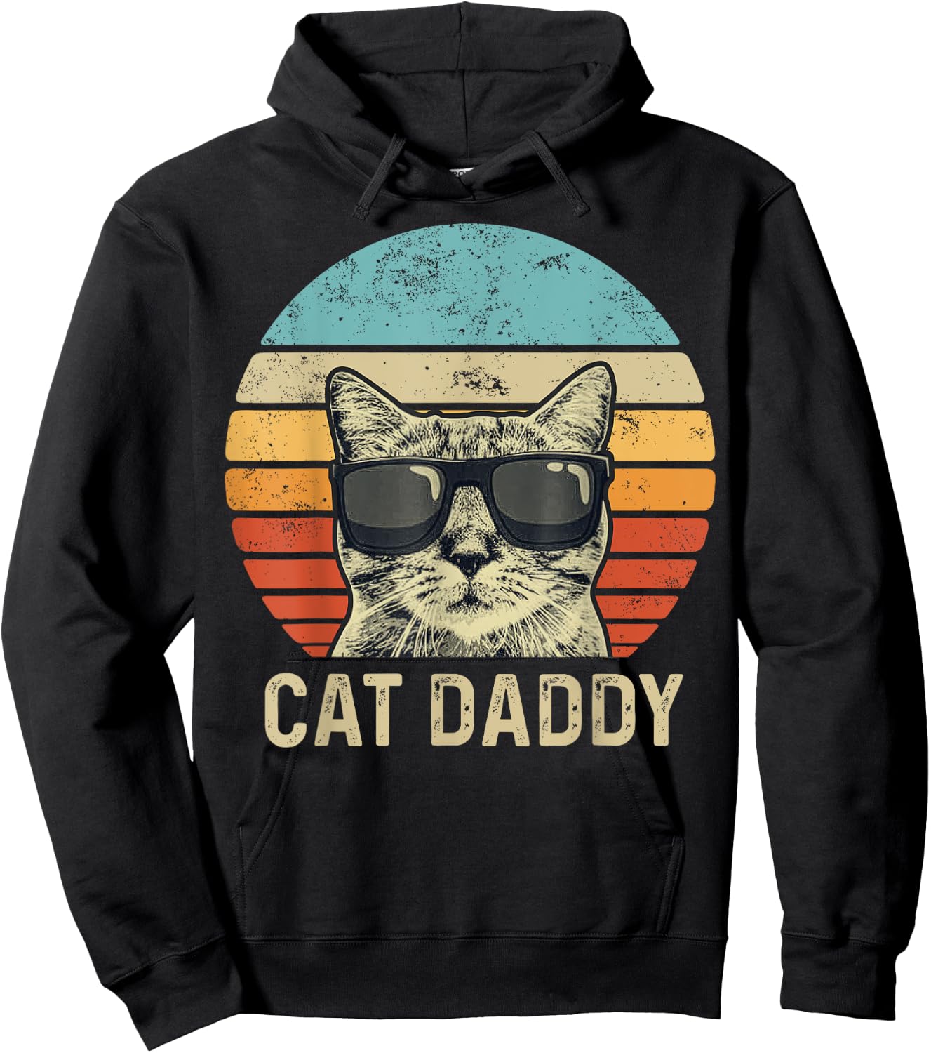 Cat Daddy Retro Cat Sunglasses Cool Cat Dad Gift Fathers Day Women Girls Kids Hoodie - Hoodie | Black