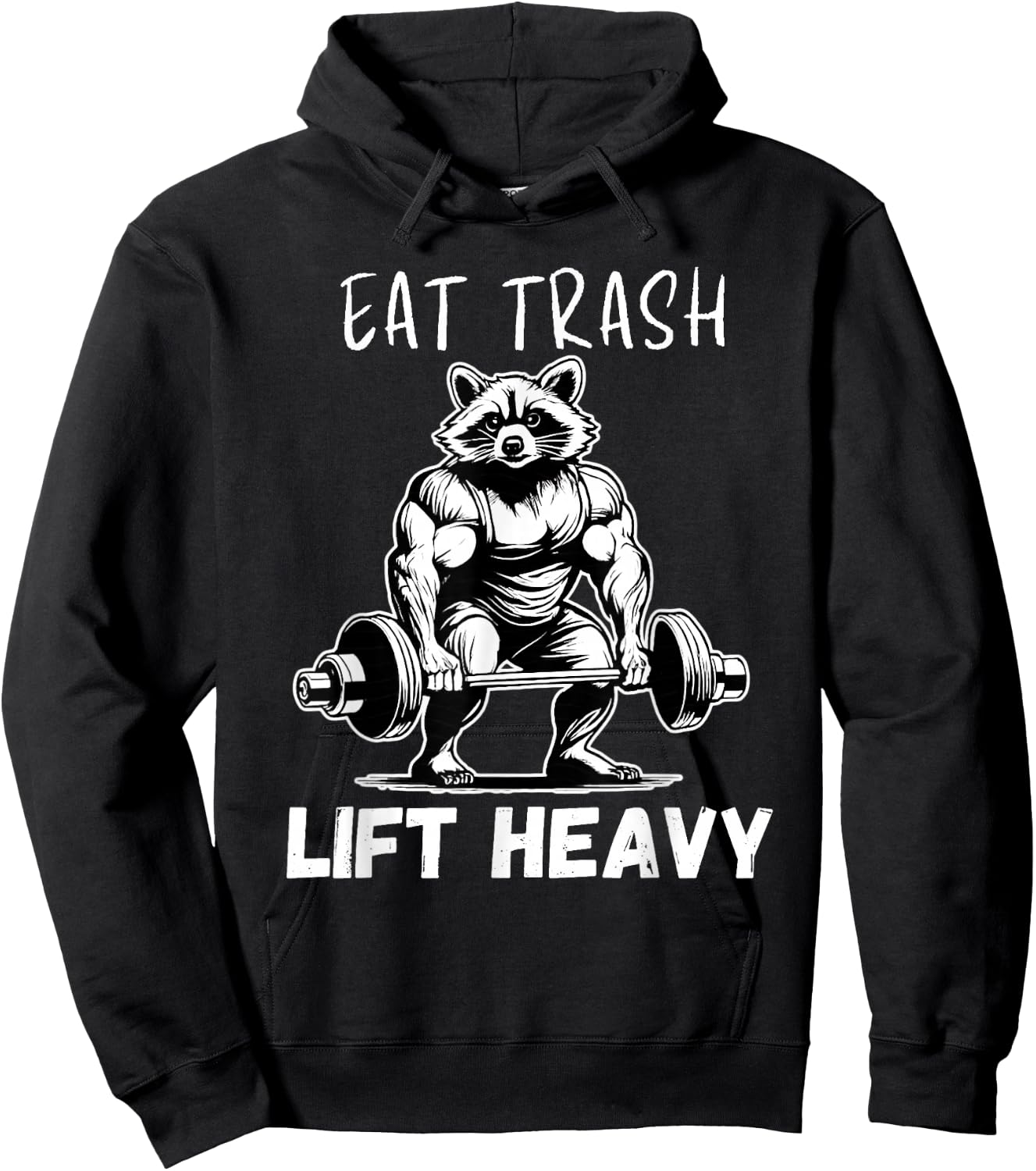 Urban Empyre Raccoon Bodybuilder x Eat Trash Lift Heavy Hoodie - Hoodie | Black