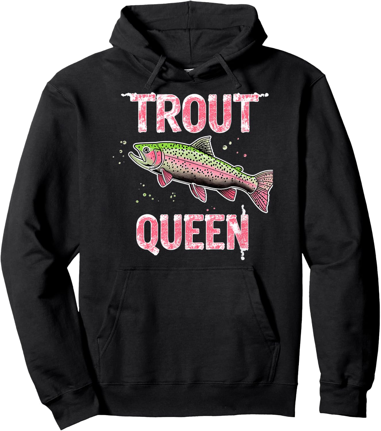Trout Queen Fly Fishing Angler Women Outdoor Design Hoodie - Hoodie | Black