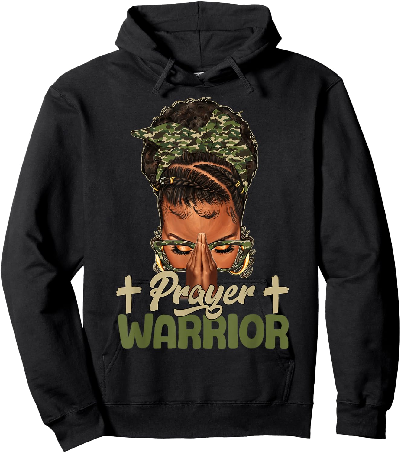 Sayings Prayer Warrior Black Woman Afro Christian Praying Hoodie - Hoodie | Black
