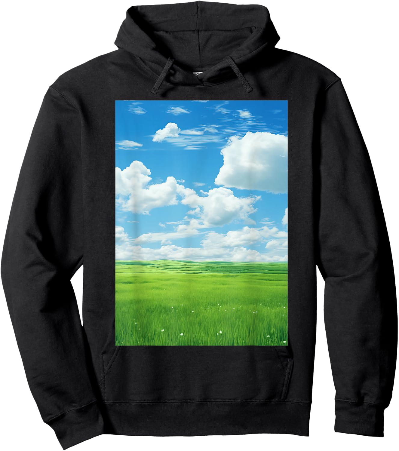 Frutiger Aero: Field Clouds Sky Is Blue Hoodie - Hoodie | Black