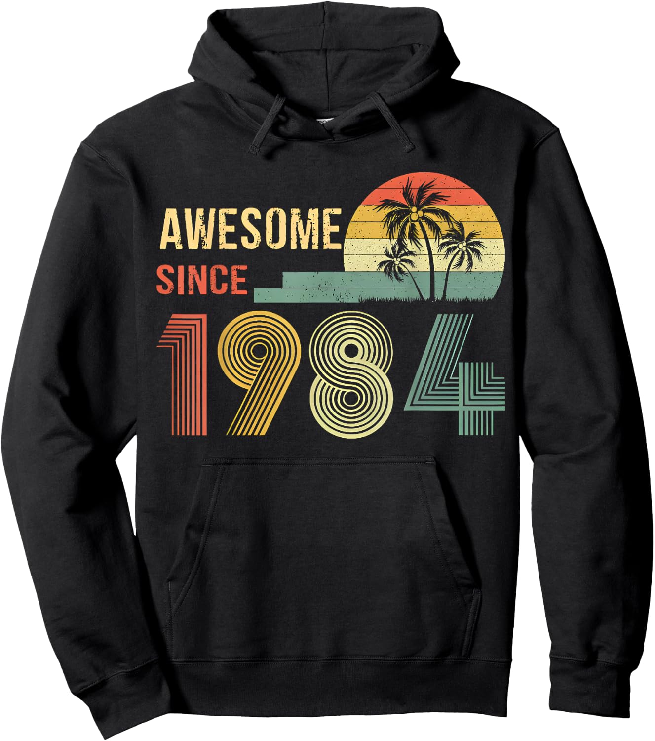 Awesome Since 1984 Year Of Birth Birthday 1984 Vintage Hoodie - Hoodie | Black