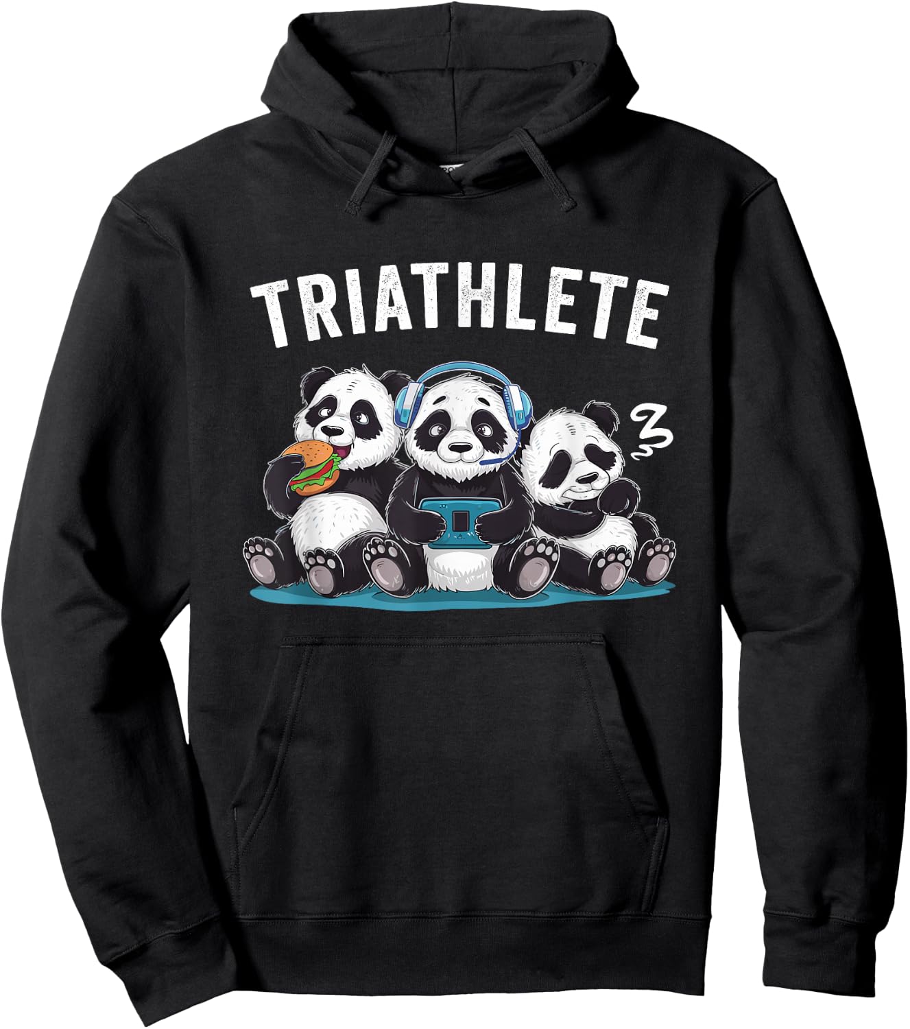 Triathlete Panda Headset Console Nerd Gaming Gadget Gamer Hoodie - Hoodie | Black