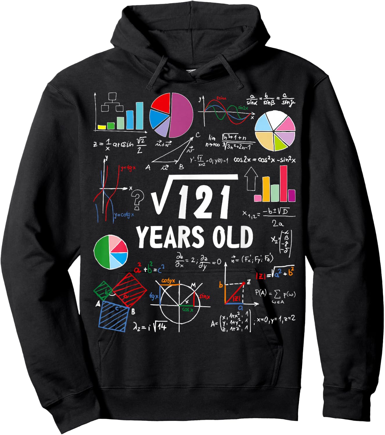 Square Root of 121 11th Birthday 11 Year Old Love Math Hoodie - Hoodie | Black