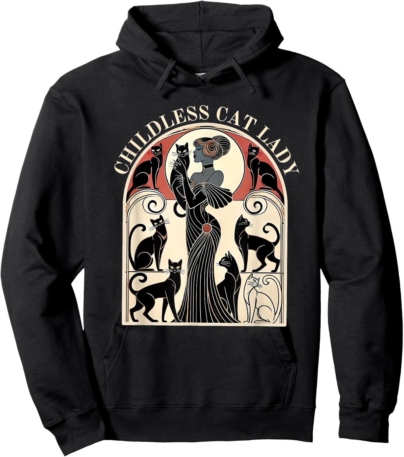 Childless Cat Ladies Cat Karma Retro Funny Hoodie - Hoodie | Black