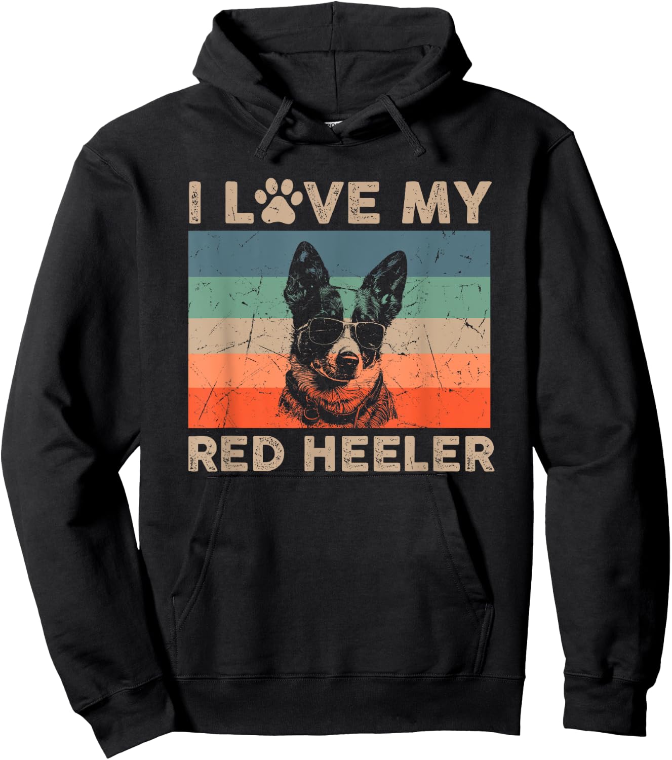 Love My Red Heeler Dog Cool Dog Vintage Retro Dog Christmas Hoodie - Hoodie | Black