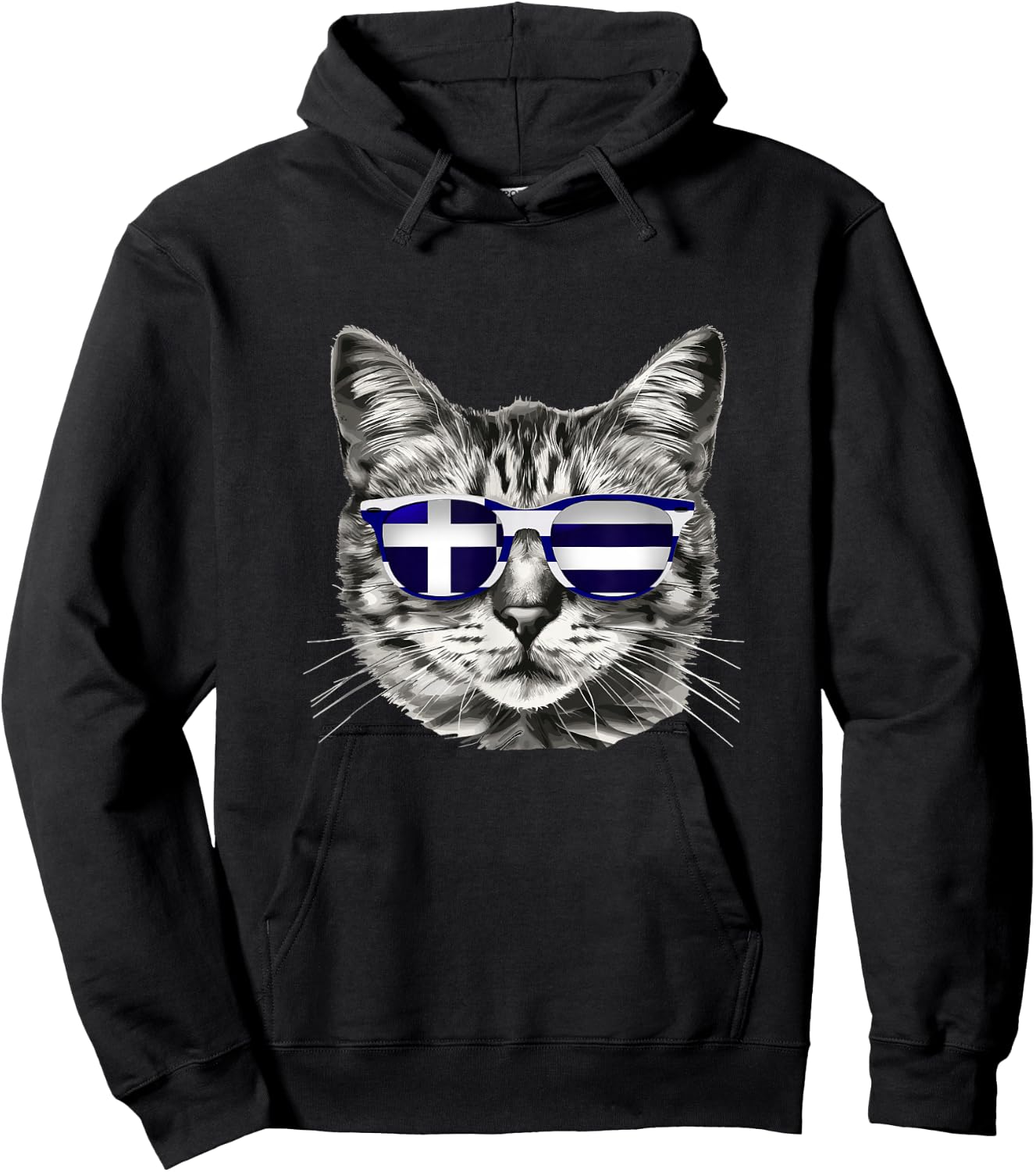 Greek Flag Cat Owner Souvenirs Products Kitten Greece Hoodie - Hoodie | Black
