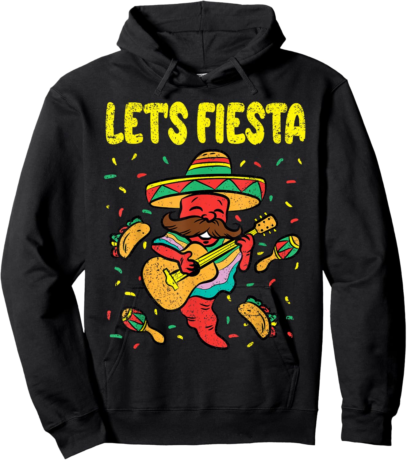 Lets Fiesta Cinco De Mayo Mexican Mariachi Taco Maracas Hoodie - Hoodie | Black