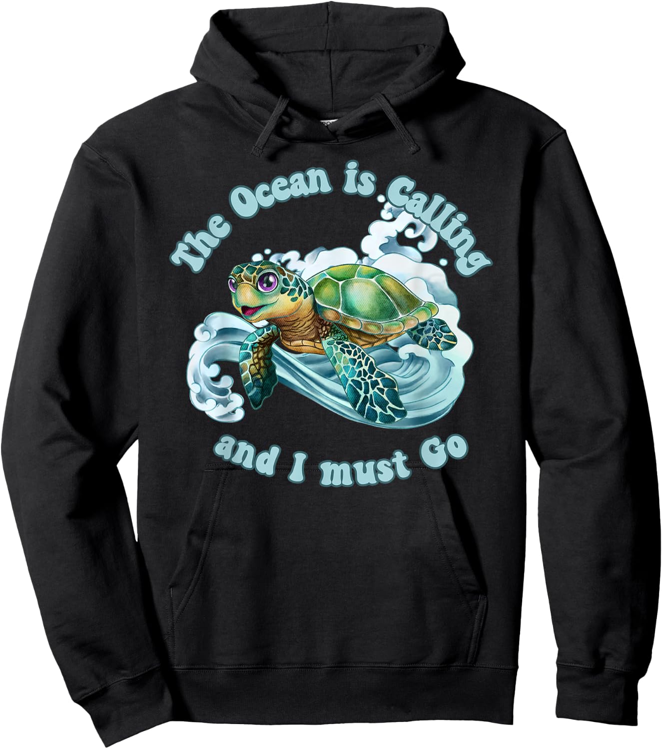 The Ocean is Calling and I must Go Sea Turtle Beach Lover Hoodie - Hoodie | Black