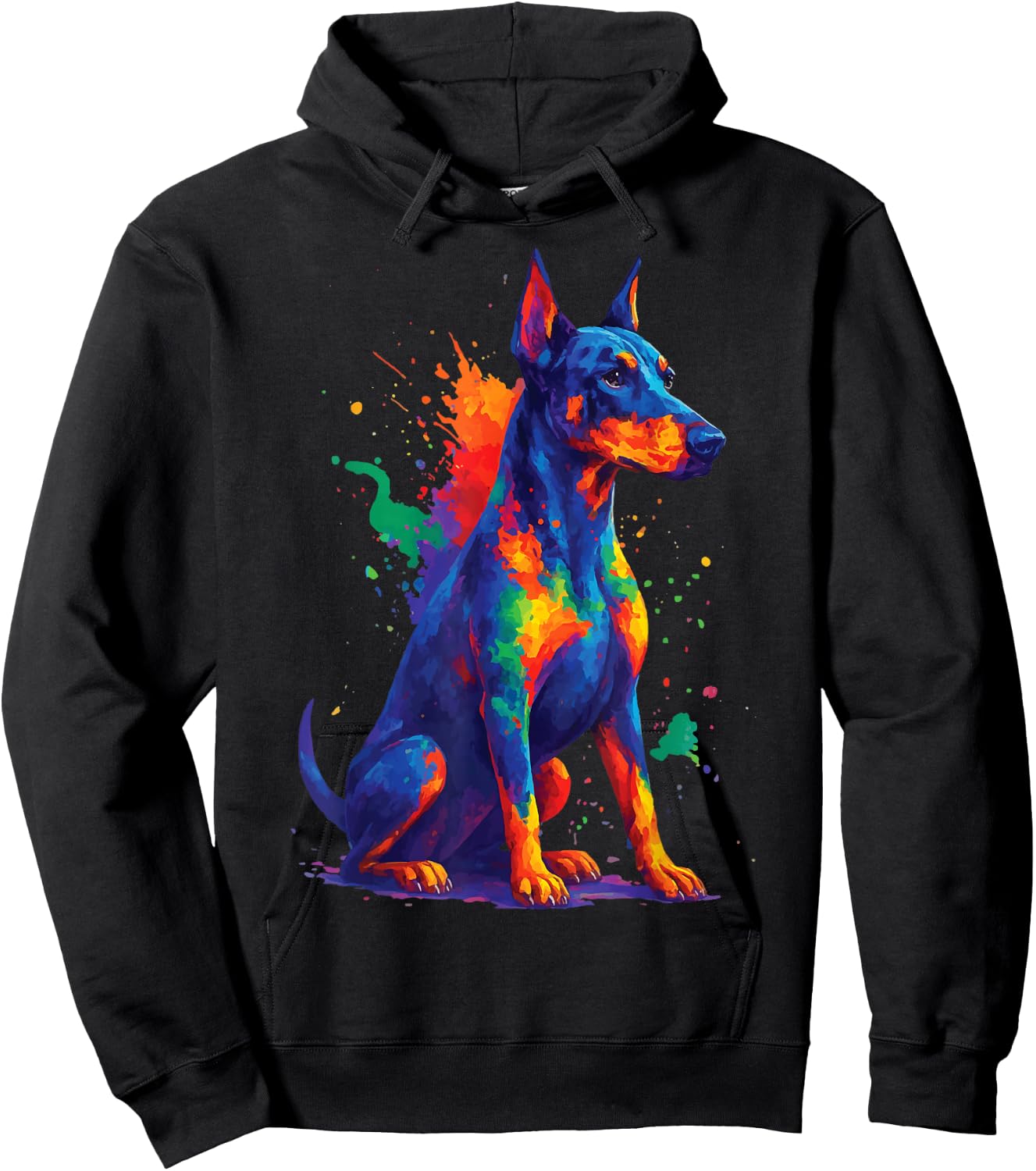 Doberman Colorful Hoodie - Hoodie | Black