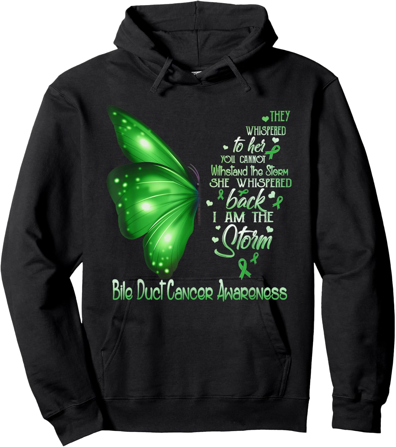 I am the storm Bile Duct Cancer Awareness Butterfly Hoodie - Hoodie | Black