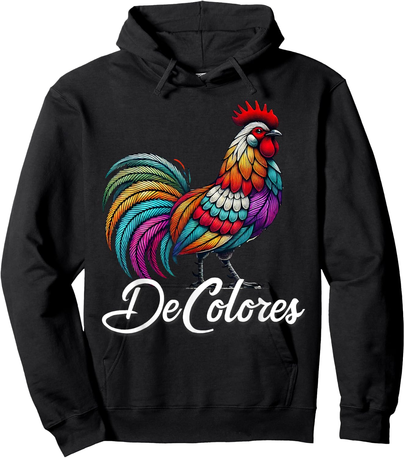 DeColores Cursillo Rainbow Rooster Catholic Hoodie - Hoodie | Black