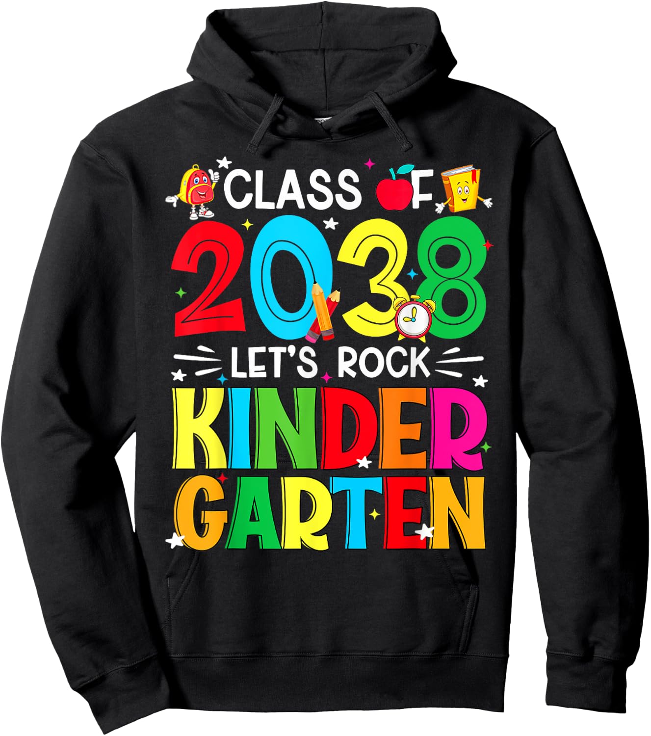Class Of 2038 Let's Rock Kindergarten First Day Of School Hoodie - Hoodie | Black