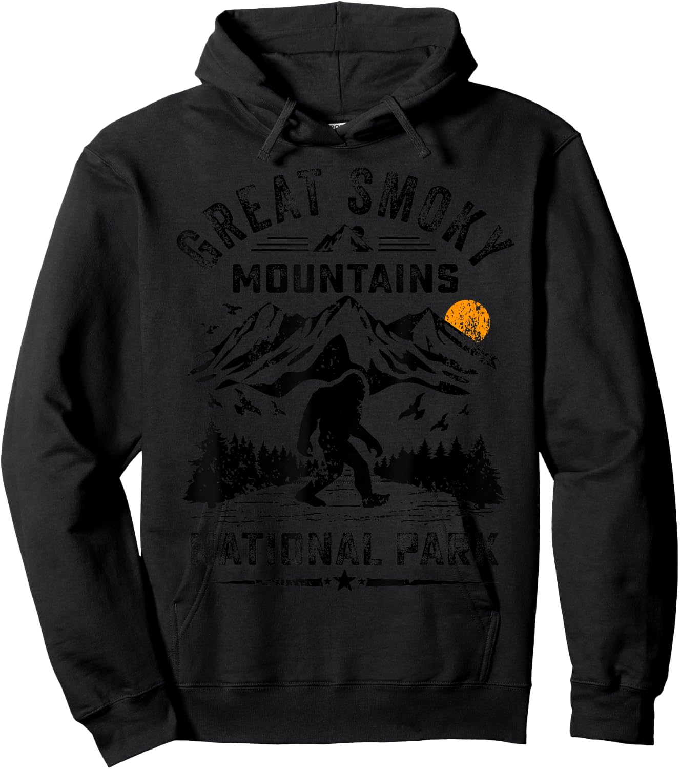 Great Smoky Mountains National Park Sunset Bigfoot Sasquatch Hoodie - Hoodie | Black